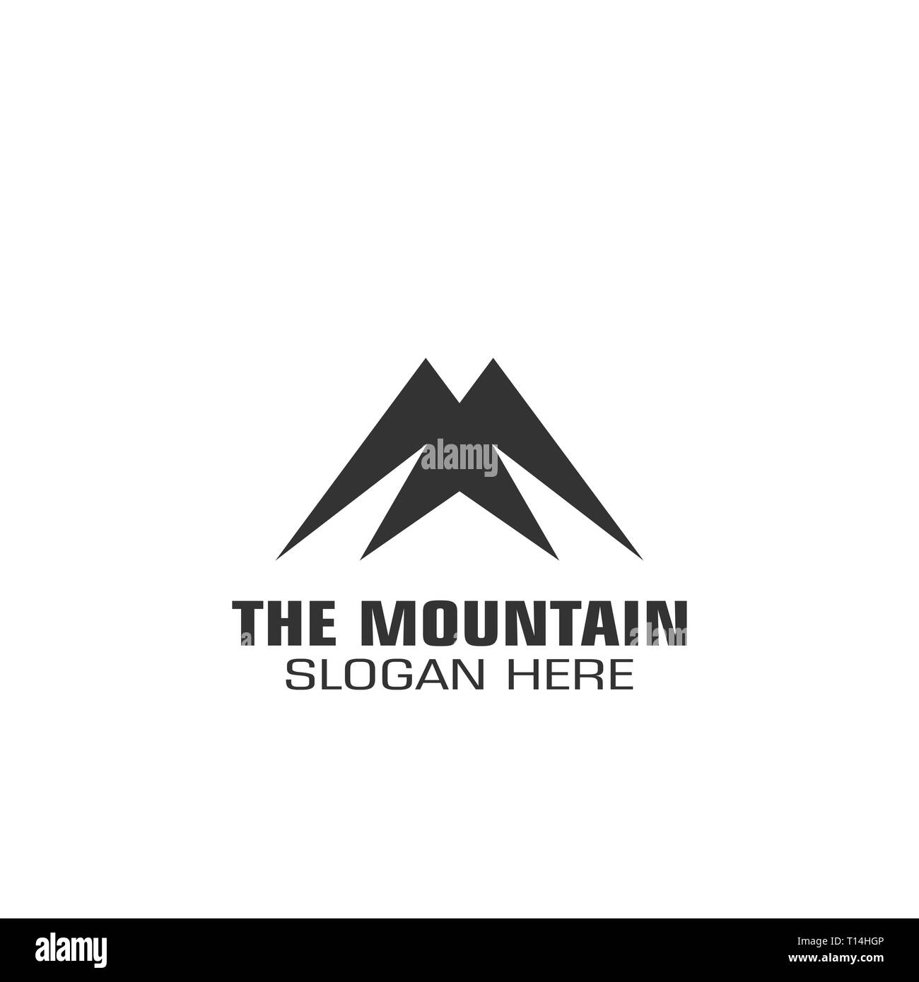 Logo graphique, modèle de montagne isolé sur fond blanc. Illustration de Vecteur