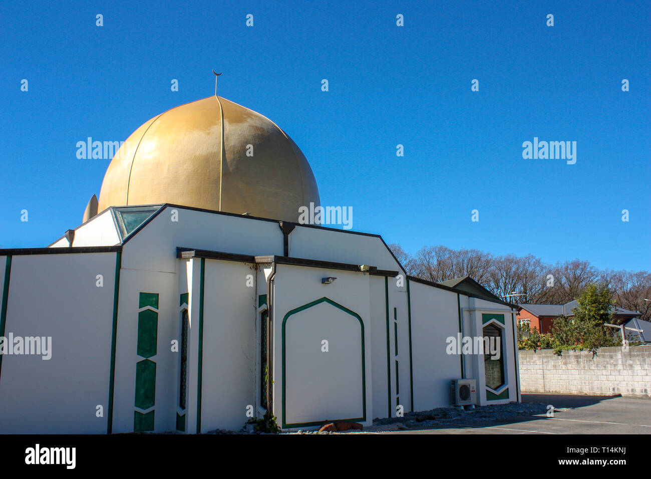Christchurch, Canterbury, Nouvelle-Zélande, : la mosquée Al Noor : la place de la mosquée le 15 mars 2019 coups de Christchurch Banque D'Images
