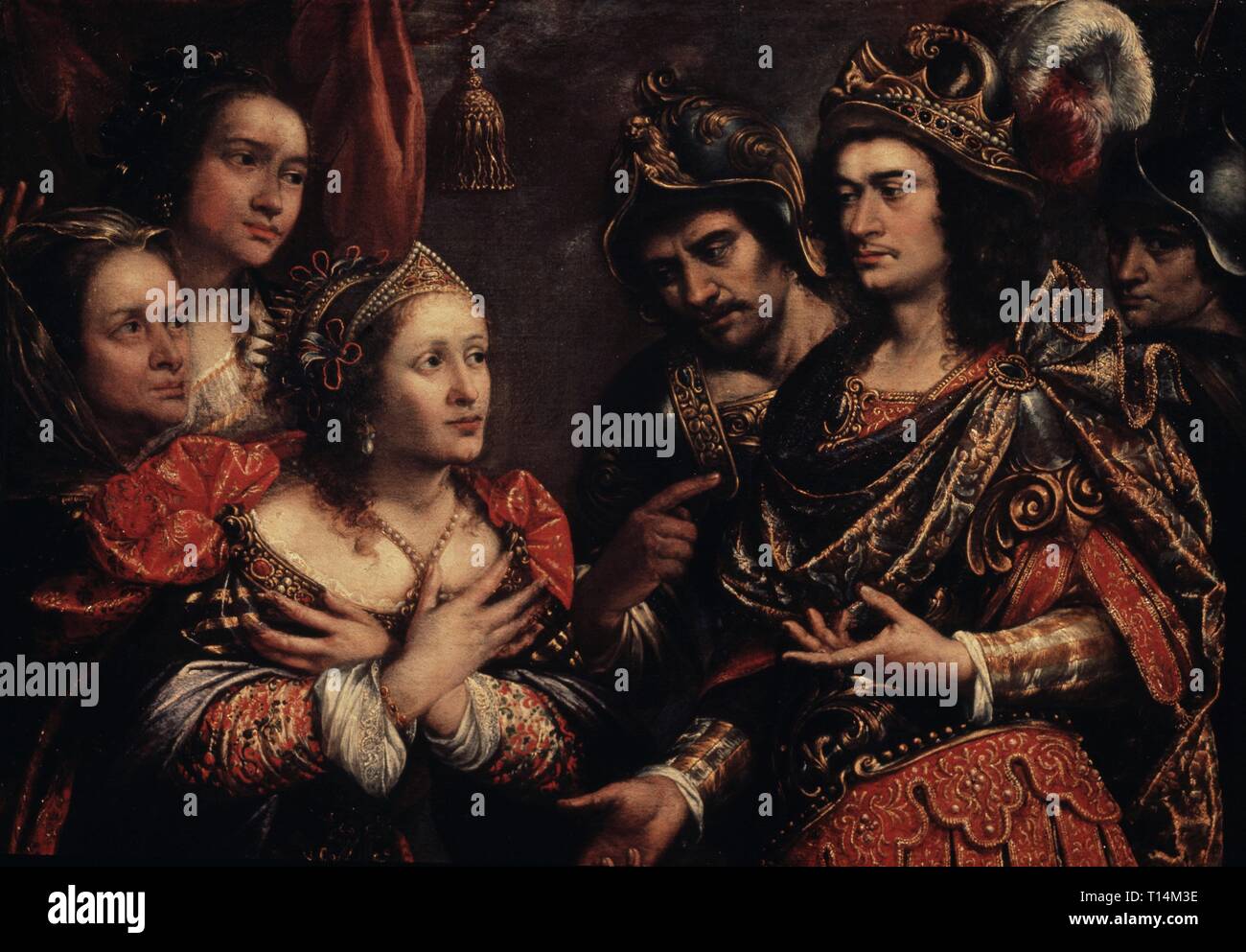 DARIO III REY DE PERSE. 521-486 A. DE C. ' LA FAMILIA DE DARIO III FRENTE A ALEJANDRO MAGNO ' SUSTEMANS OLEO DE JUSTUS MUSEO BALAGUER. VILLANUEVA DE LA GELTRU. Auteur : DANIEL SUSTEMANS (1597-1681). Banque D'Images