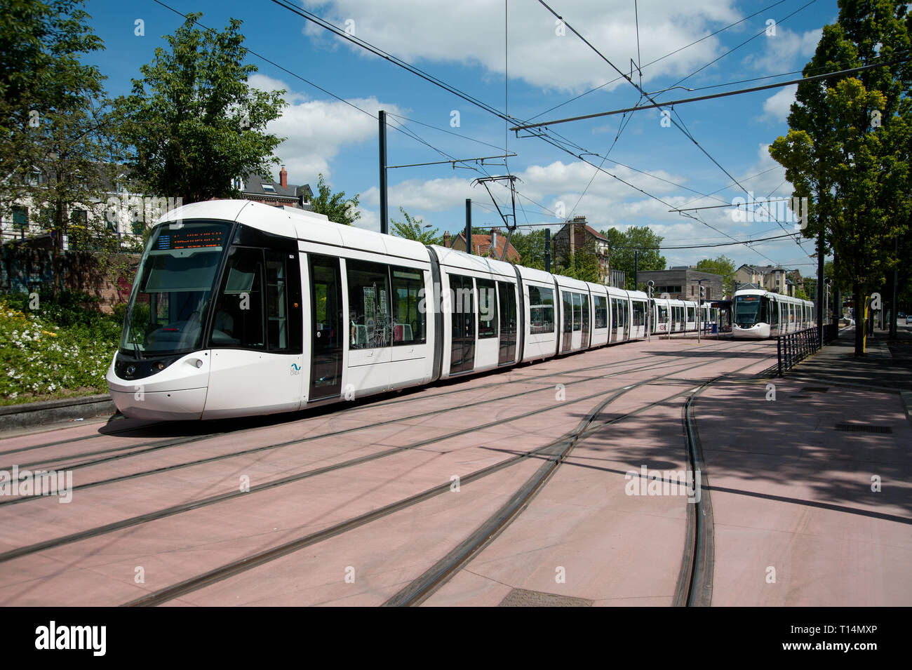 Rouen, Tramway, station Boulingrin - Rouen, tramways, Boulingrin Gare Banque D'Images