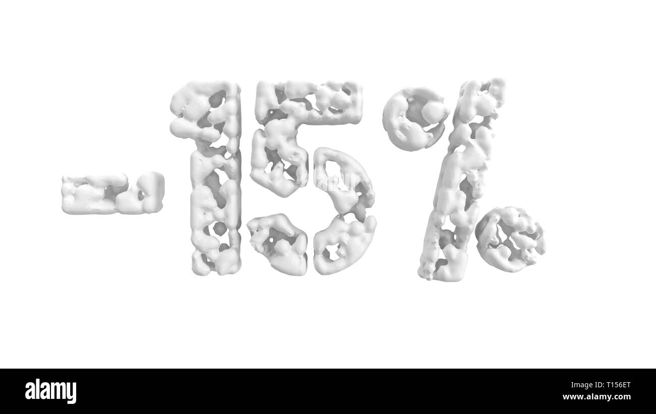 Le signe -15off. Faites de matériau blanc isoler sur fond blanc. 3d illustration Banque D'Images