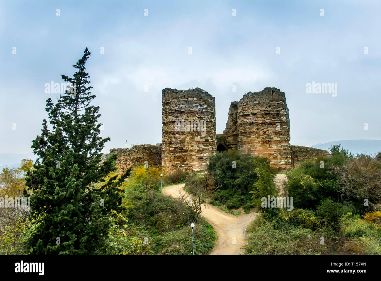 Yoros Castle est un château en ruines byzantines au confluent du Bosphore et la mer Noire, au nord de la colline de Joshua, à Istanbul, Turquie, 15 Banque D'Images