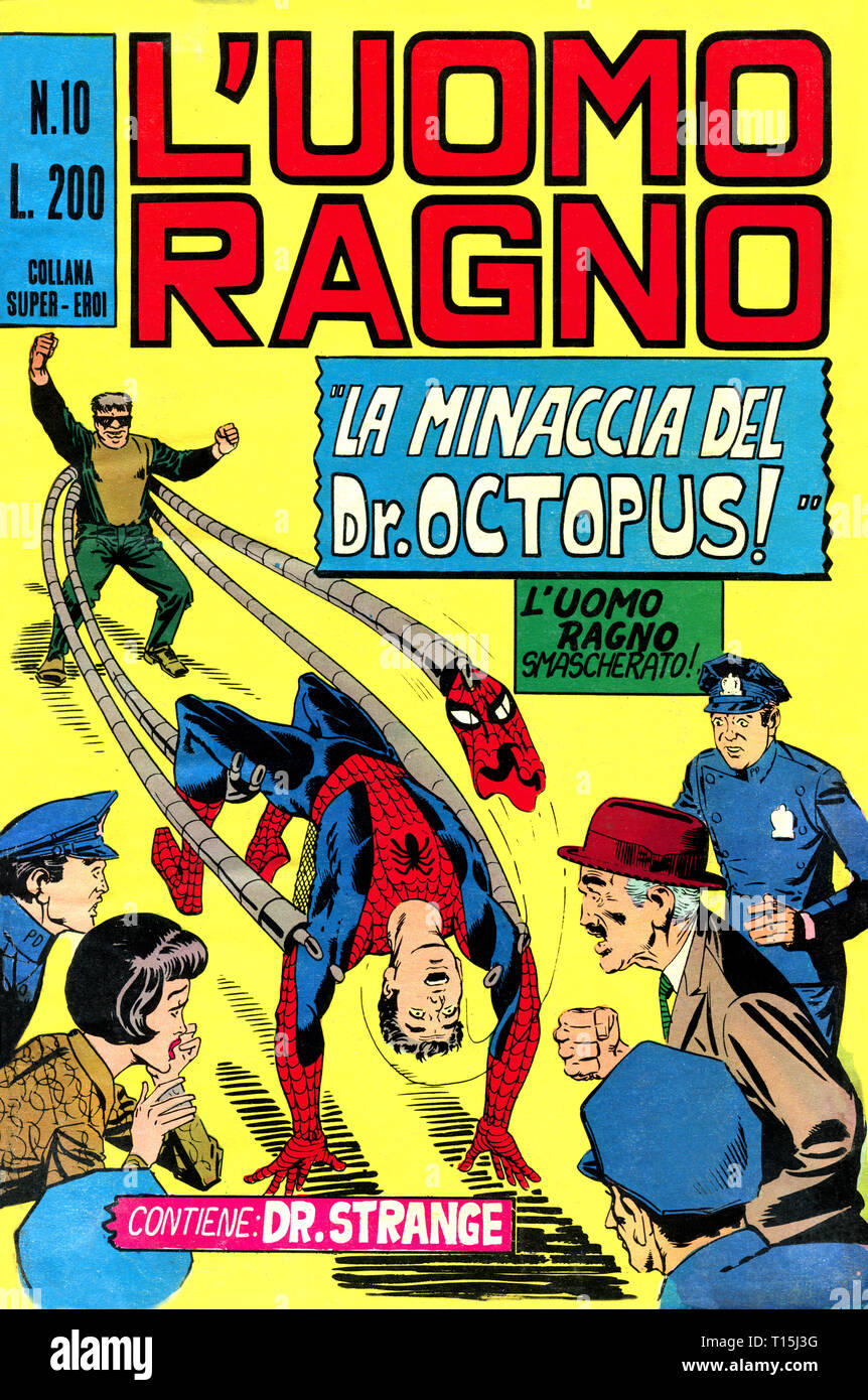 Italie - 1970 : première édition de Marvel comic books, couvrir de The Amazing Spider-Man, L'Uomo Ragno Banque D'Images