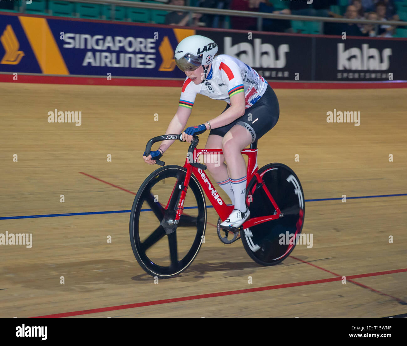 Manchester, UK. Mar 23, 2019. 23 mars 2019, HSBC UK Centre National de cyclisme, Manchester, Angleterre ; six jours Manchester, jour 2 ; Emily Nelson a remporté l'élimination de la race (avec son coéquipier Laura Kenny) Credit : Action Plus de Sports/Alamy Live News Banque D'Images