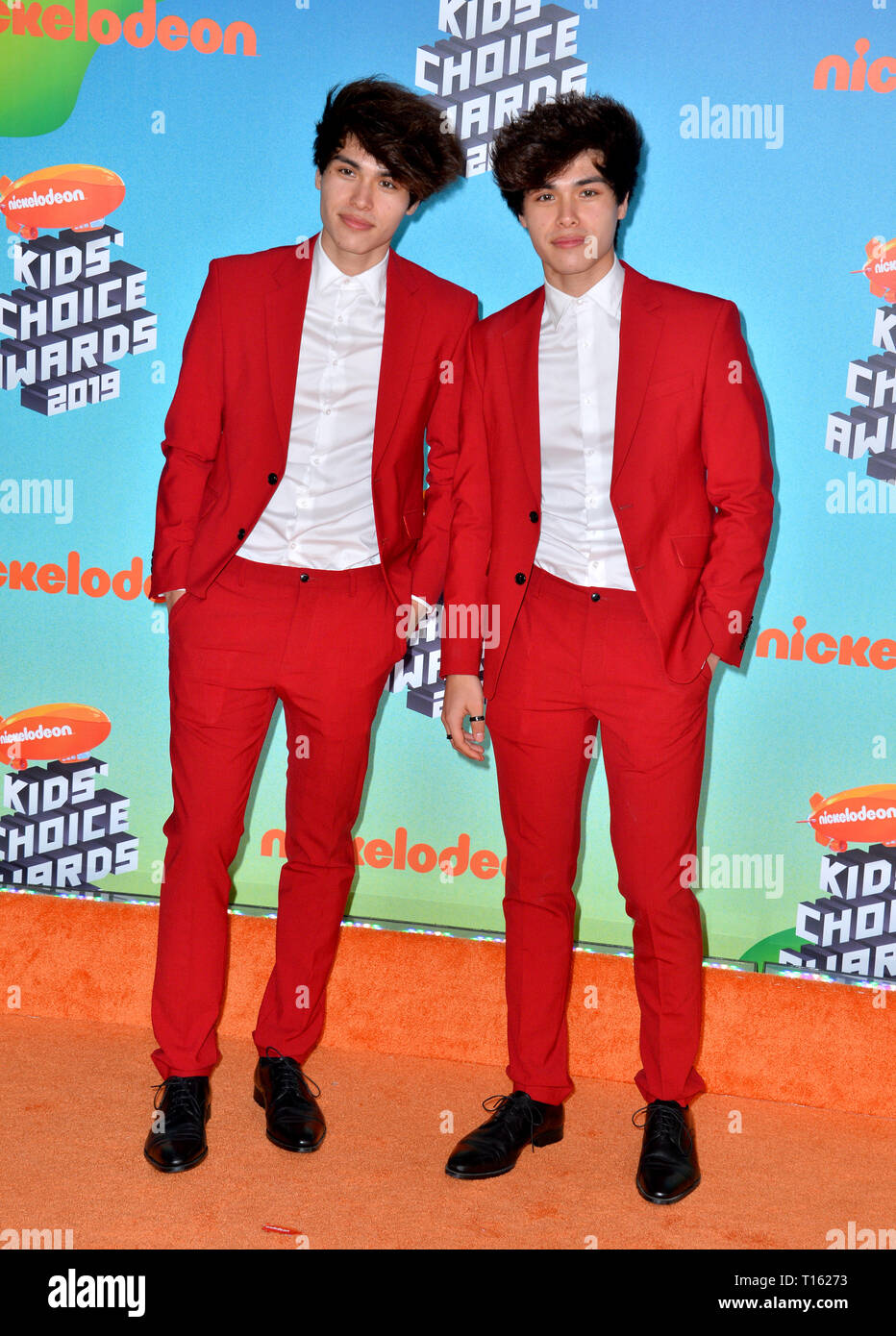 Los Angeles, USA. Mar 23, 2019. Alan Stokes & Alex Stokes à Nickelodeon's Kids' Choice Awards 2019 à USC Galen Center. Photo : Paul Smith/Featureflash Crédit : Paul Smith/Alamy Live News Banque D'Images