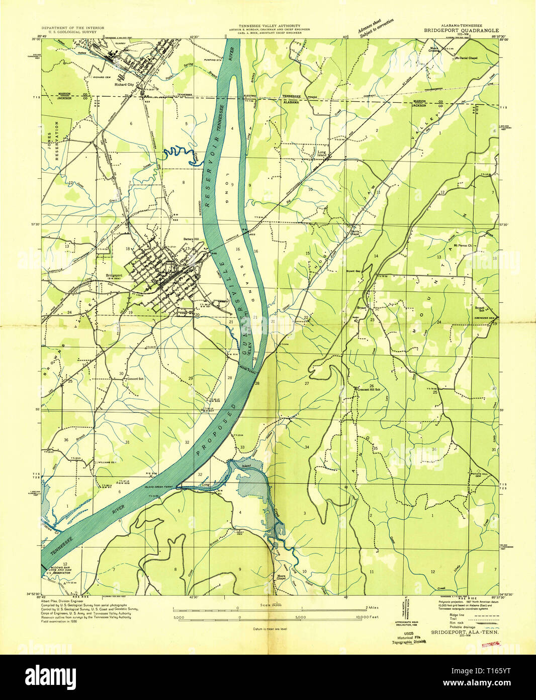 Carte TOPO USGS Alabama AL Bridgeport 303331193624000 Banque D'Images