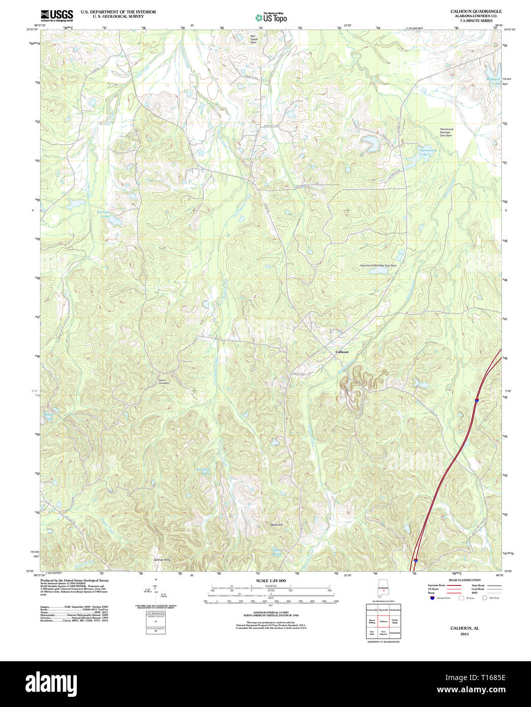 Carte TOPO USGS Alabama AL Calhoun 20110927 TM Banque D'Images