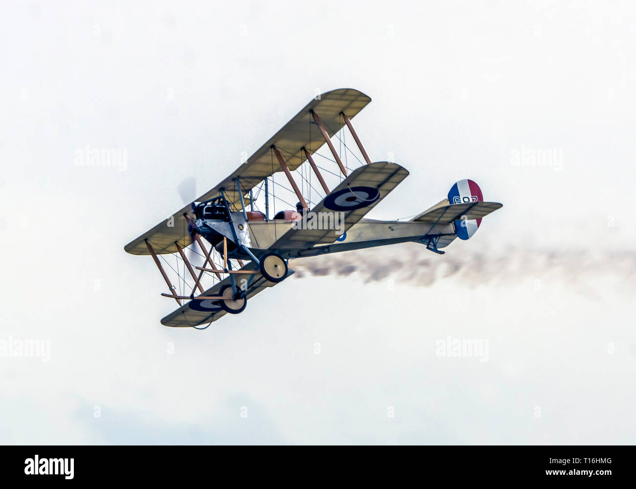 A WW1 Royal Aircraft Factory SE2c à l'atterrissage à Duxford Banque D'Images
