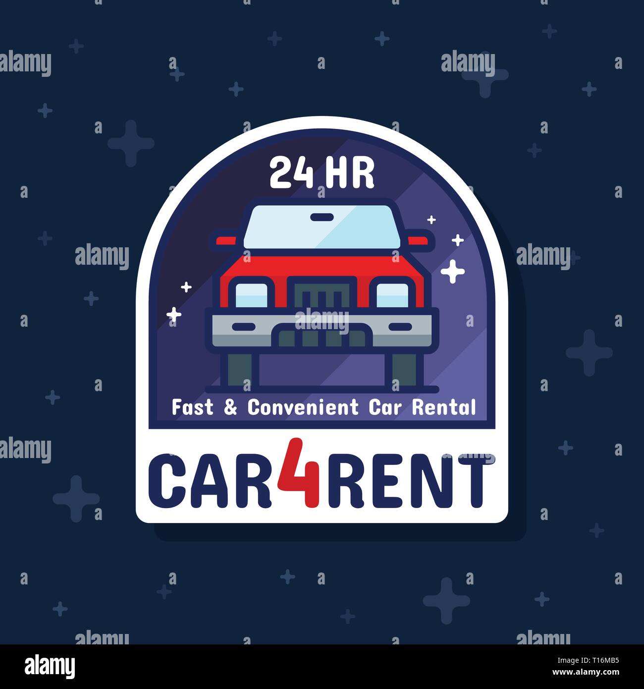 Service de location de voiture autocollant badge bannière. Vector illustration Illustration de Vecteur