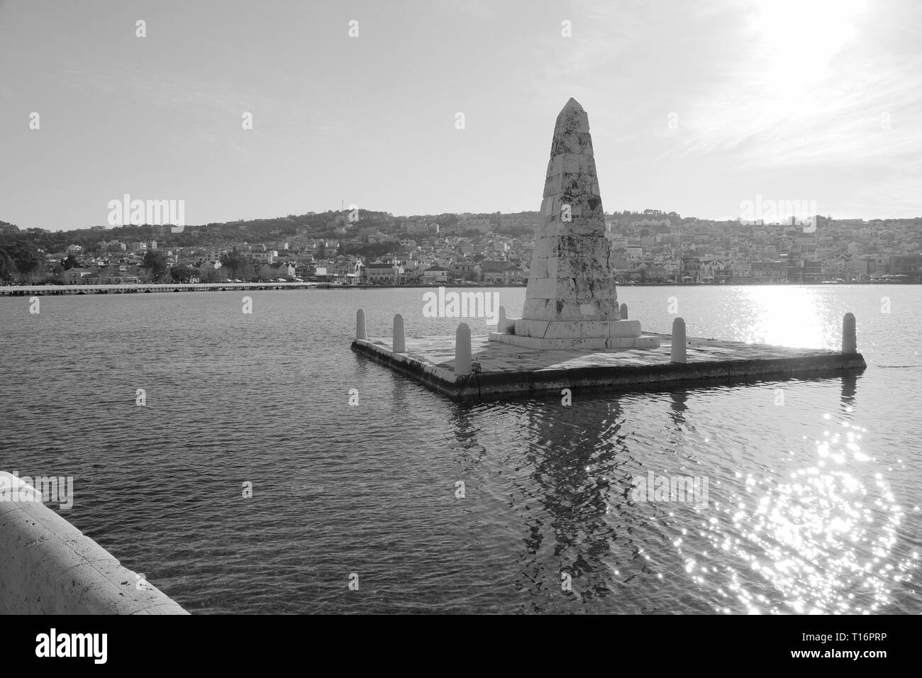 La colonne de l'élan à Argostoli Banque D'Images