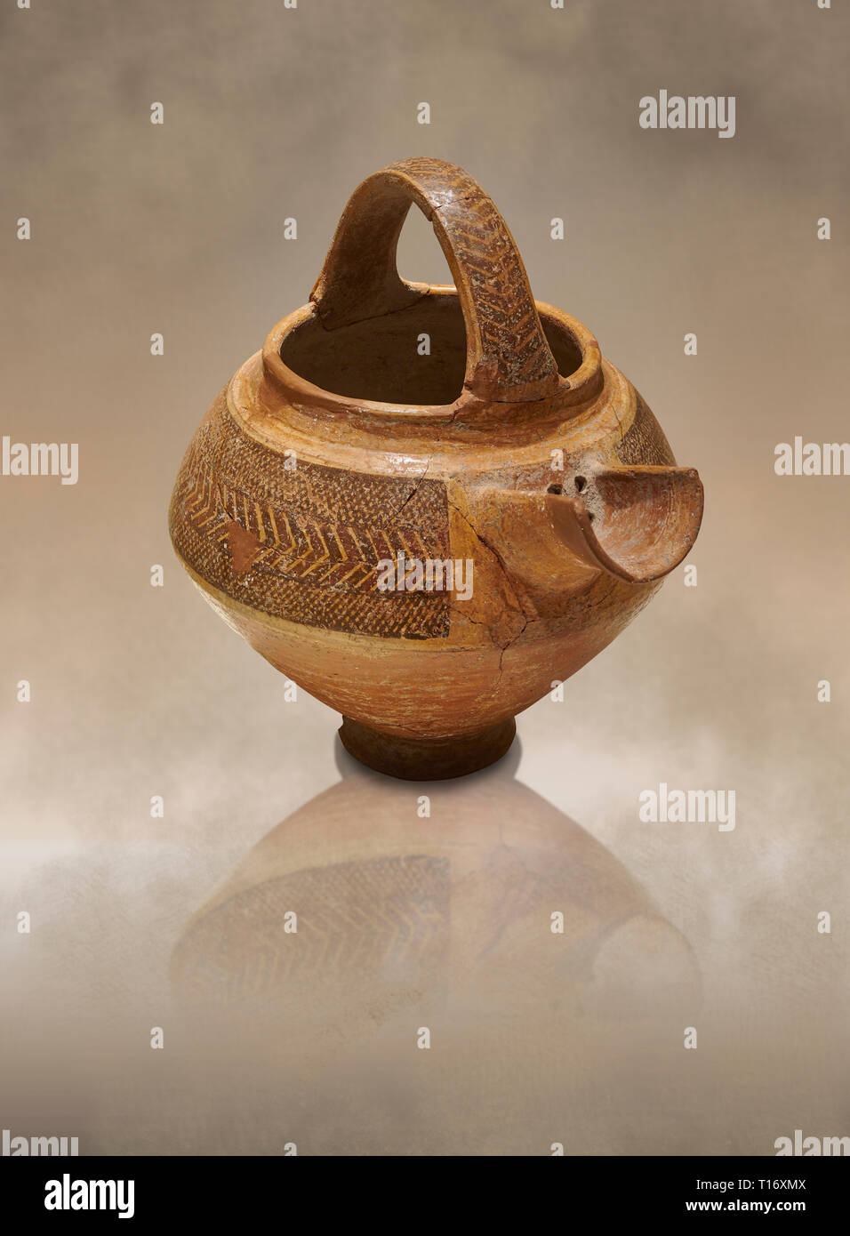 L'Âge de Bronze en terre cuite décorée d'Anatolie tea pot avec tamis - 19e au 17e siècle avant J.-C. - Kültepe Kanesh - Musée des civilisations anatoliennes, Ankar Banque D'Images