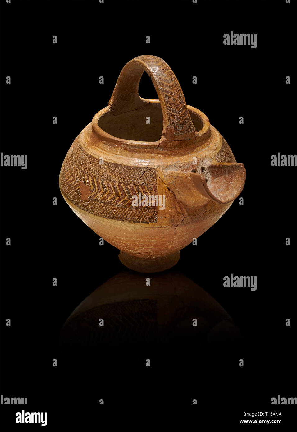 L'Âge de Bronze en terre cuite décorée d'Anatolie tea pot avec tamis - 19e au 17e siècle avant J.-C. - Kültepe Kanesh - Musée des civilisations anatoliennes, Ankar Banque D'Images
