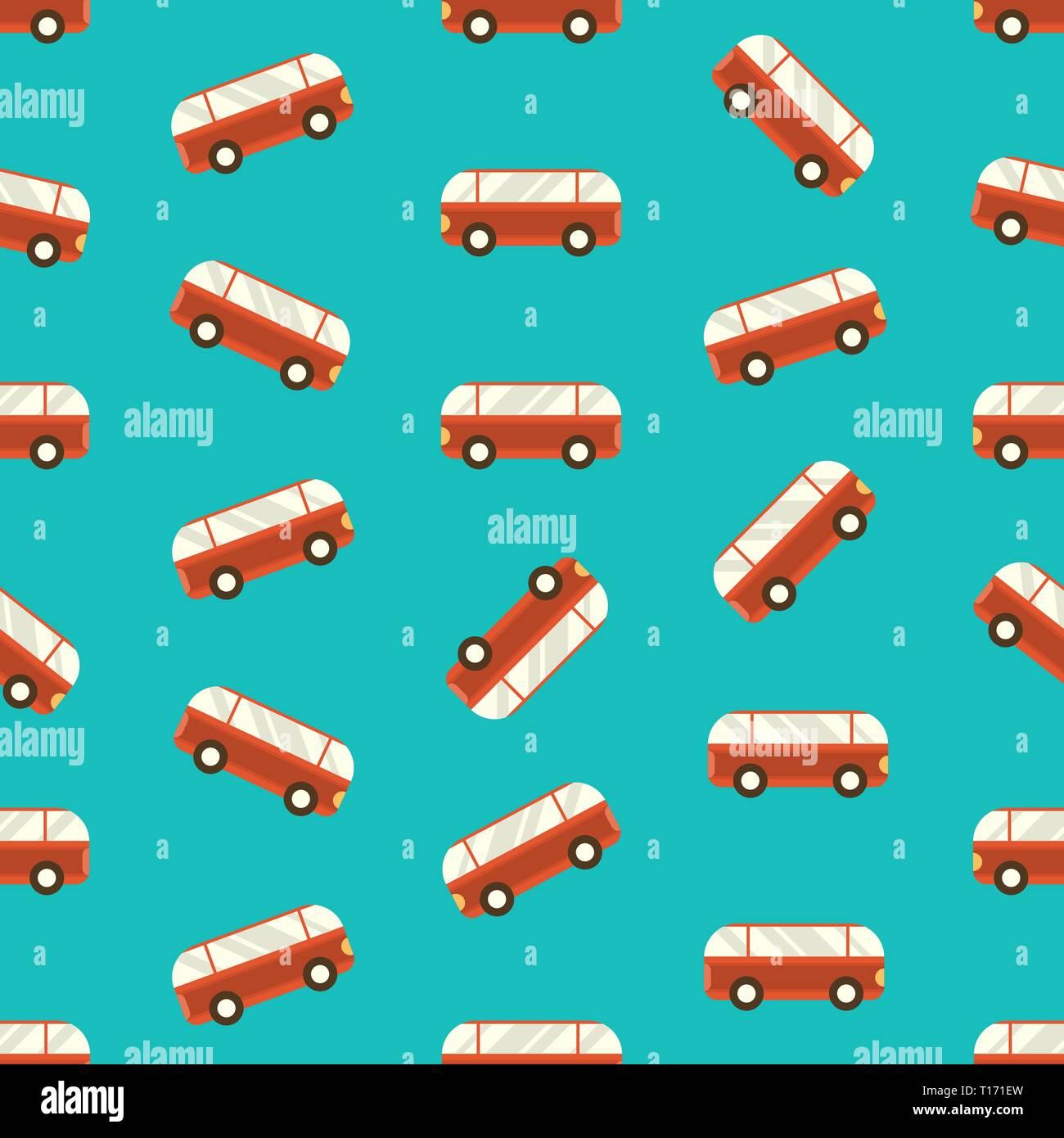 Modèle transparent avec les bus rouges sur fond bleu. Vector ...