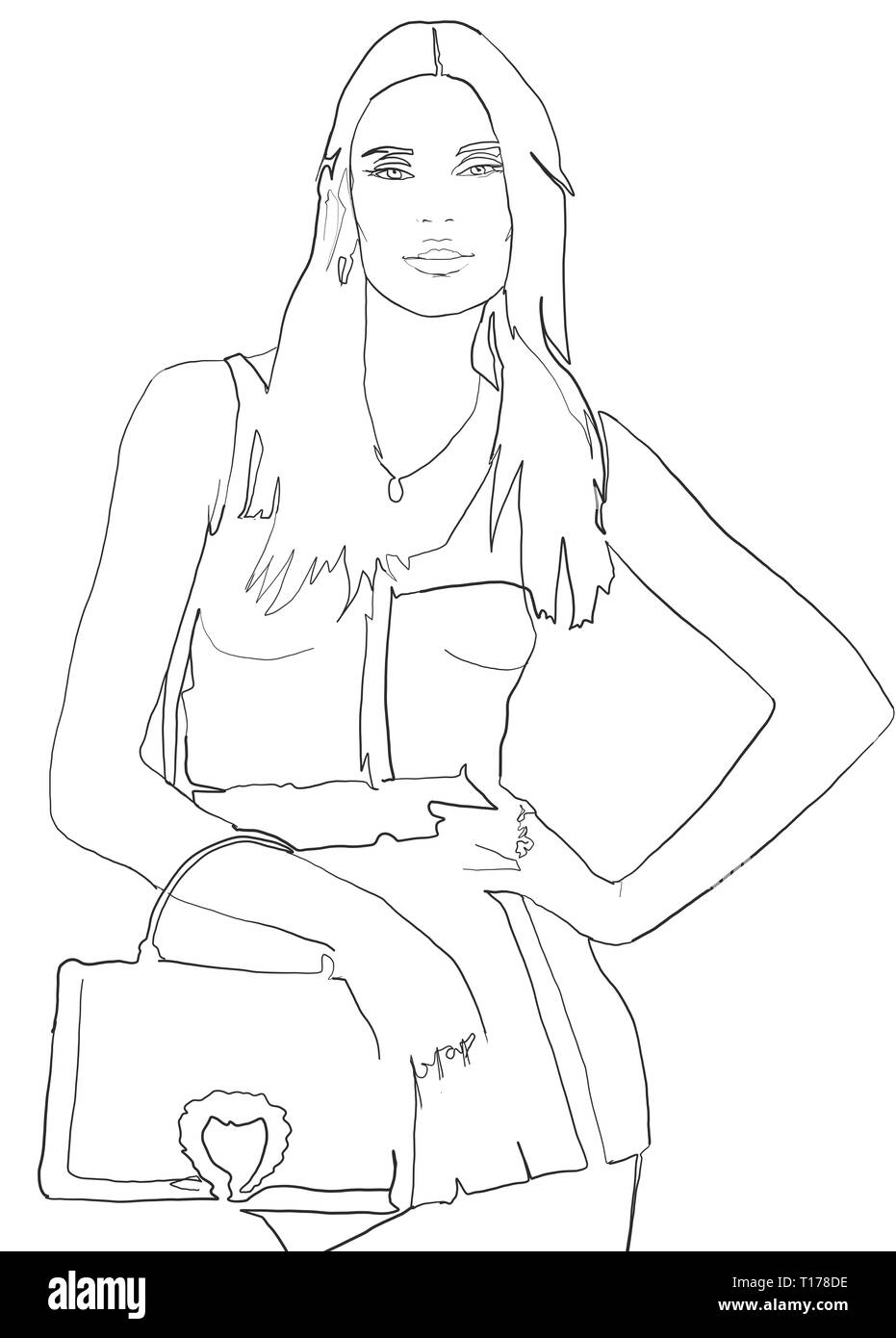 Fashion girl dessin Banque D'Images