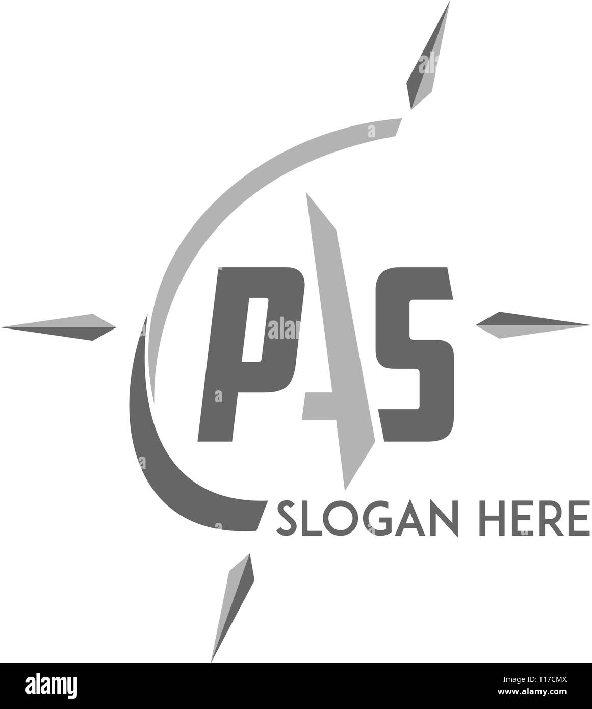 PAS lettre avec direction cardinale concept. Logo design élégant Illustration de Vecteur