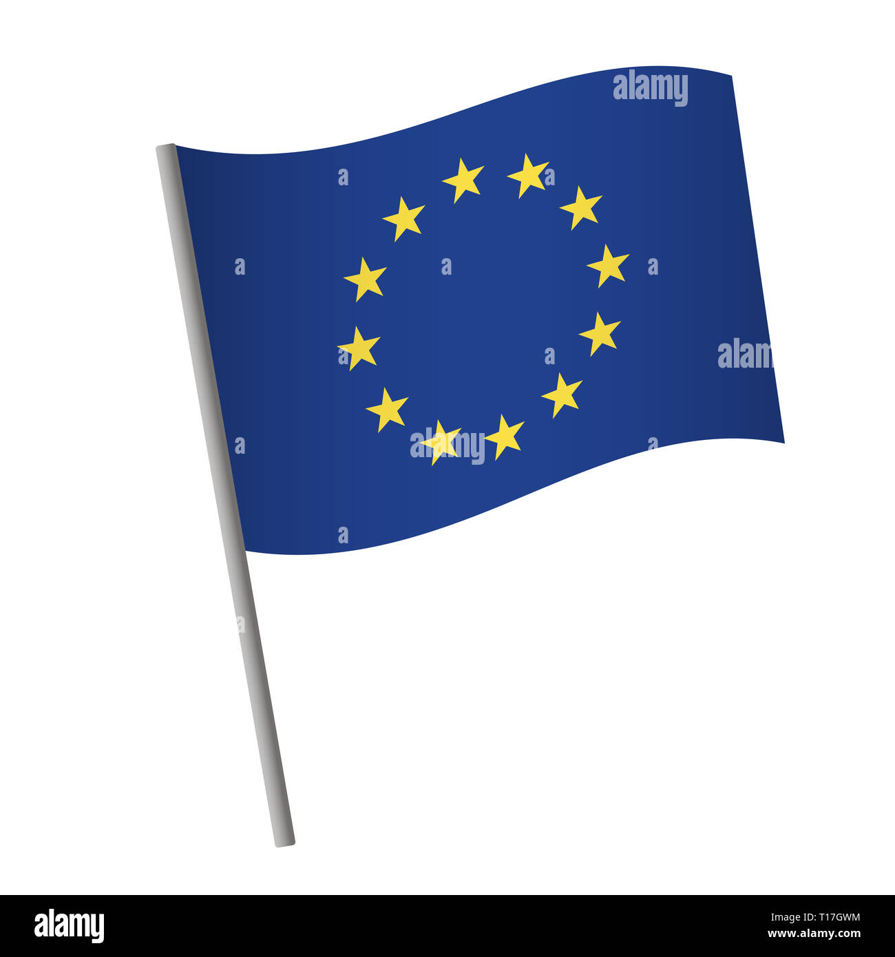 L'icône du drapeau de l'UE. Drapeau de l'Europe sur un poteau ...