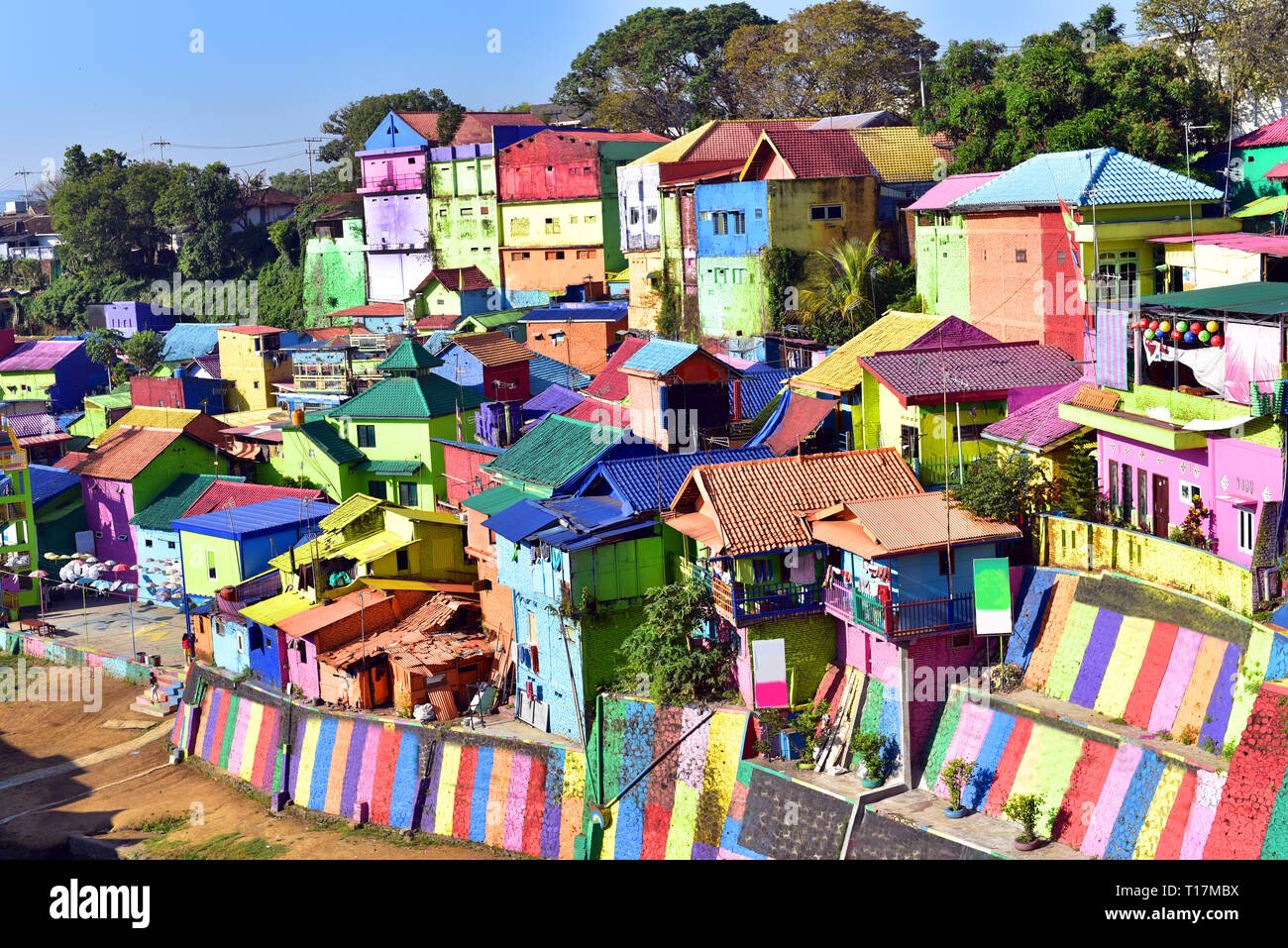 Jodipan Kampung Warna Warni, un village coloré dans la ville de Malang, l'île de Java, Indonésie Banque D'Images