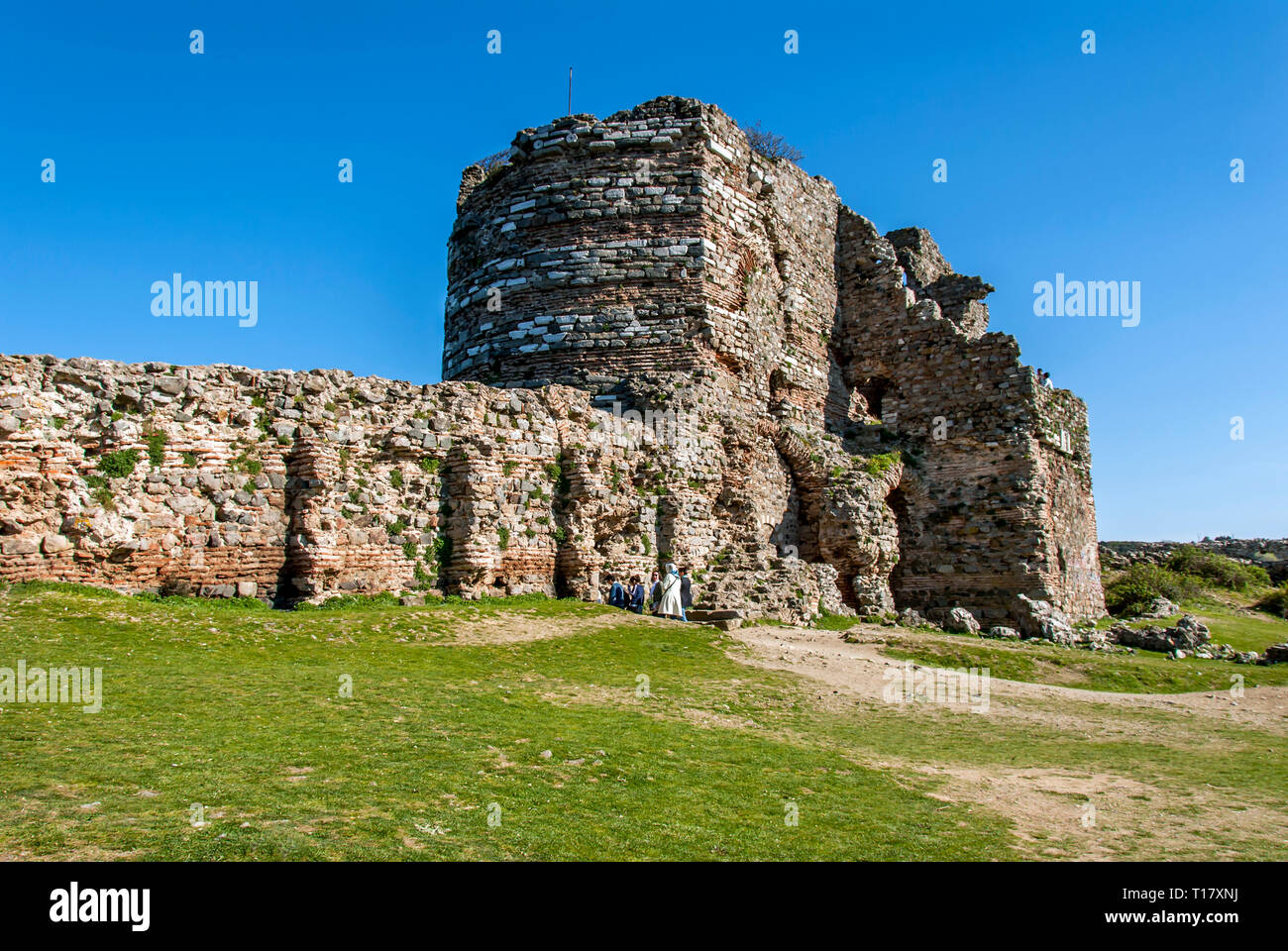 Istanbul, Turquie, 17 avril 2006 : Bosphore Anadolu Kavagi,, Yoros Castle Banque D'Images
