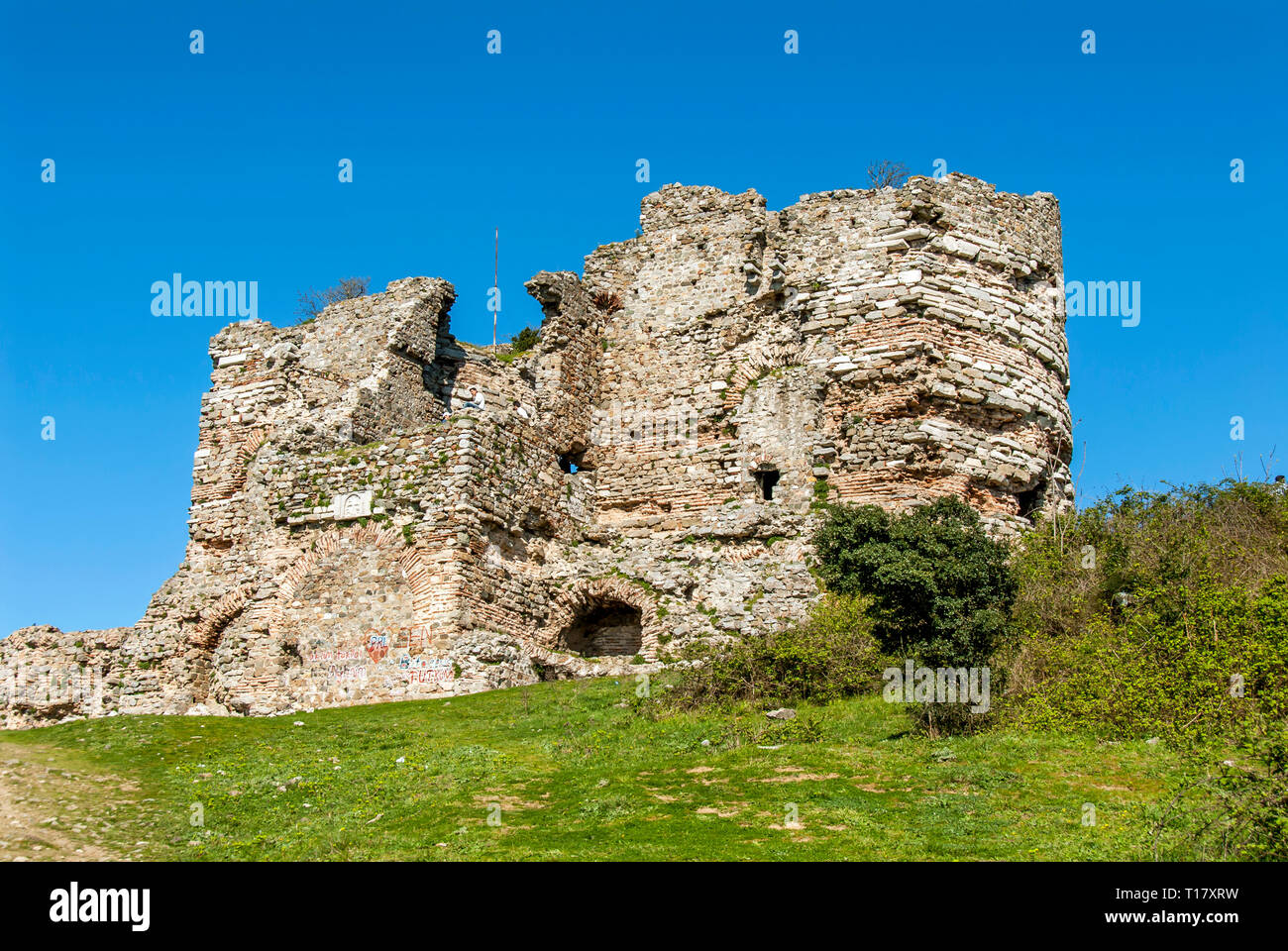 Istanbul, Turquie, 17 avril 2006 : Bosphore Anadolu Kavagi,, Yoros Castle Banque D'Images