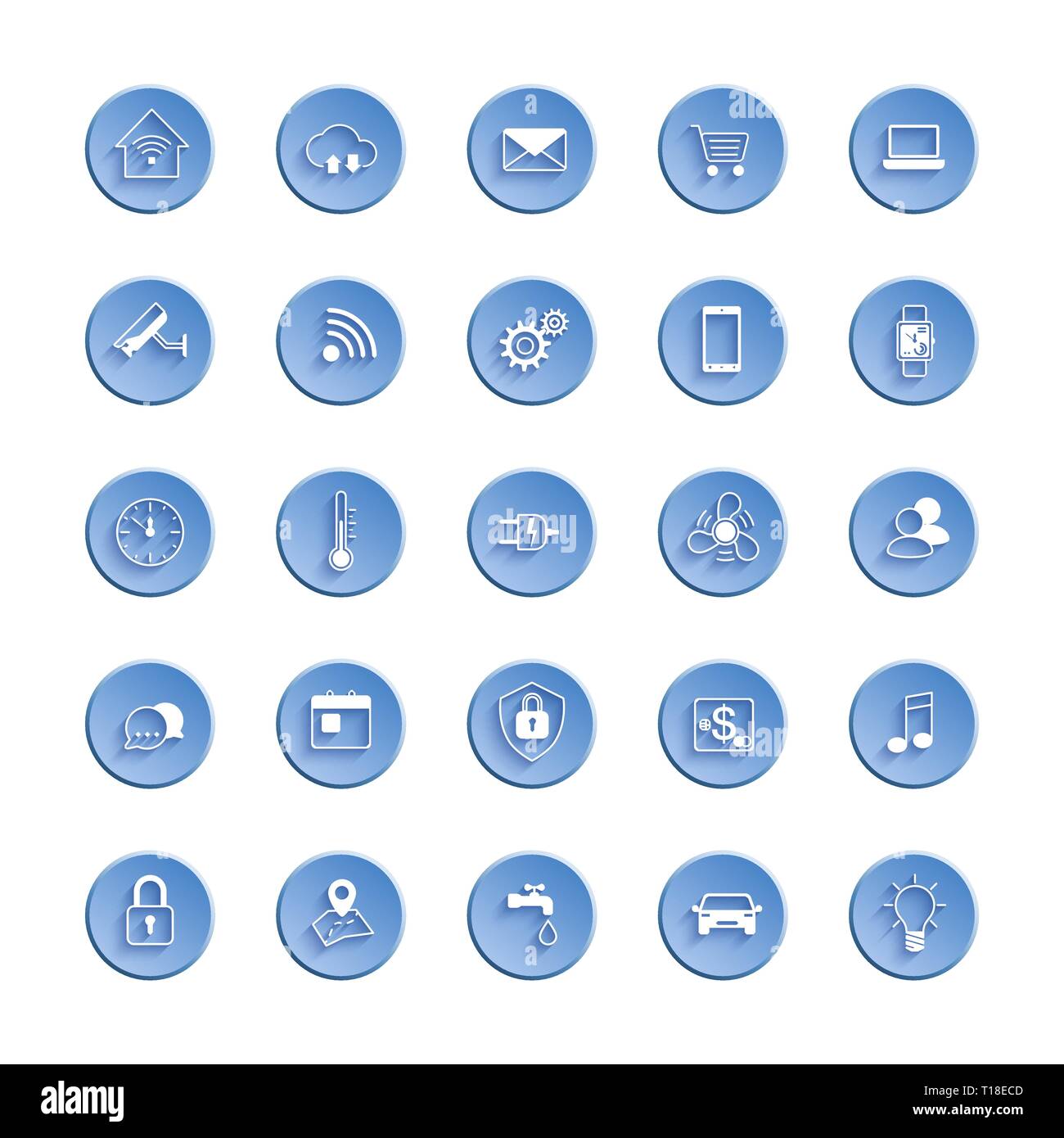 Internet des objets web icon set. Icon Set de système d'automatisation et de contrôle smart home. Vector illustration Illustration de Vecteur