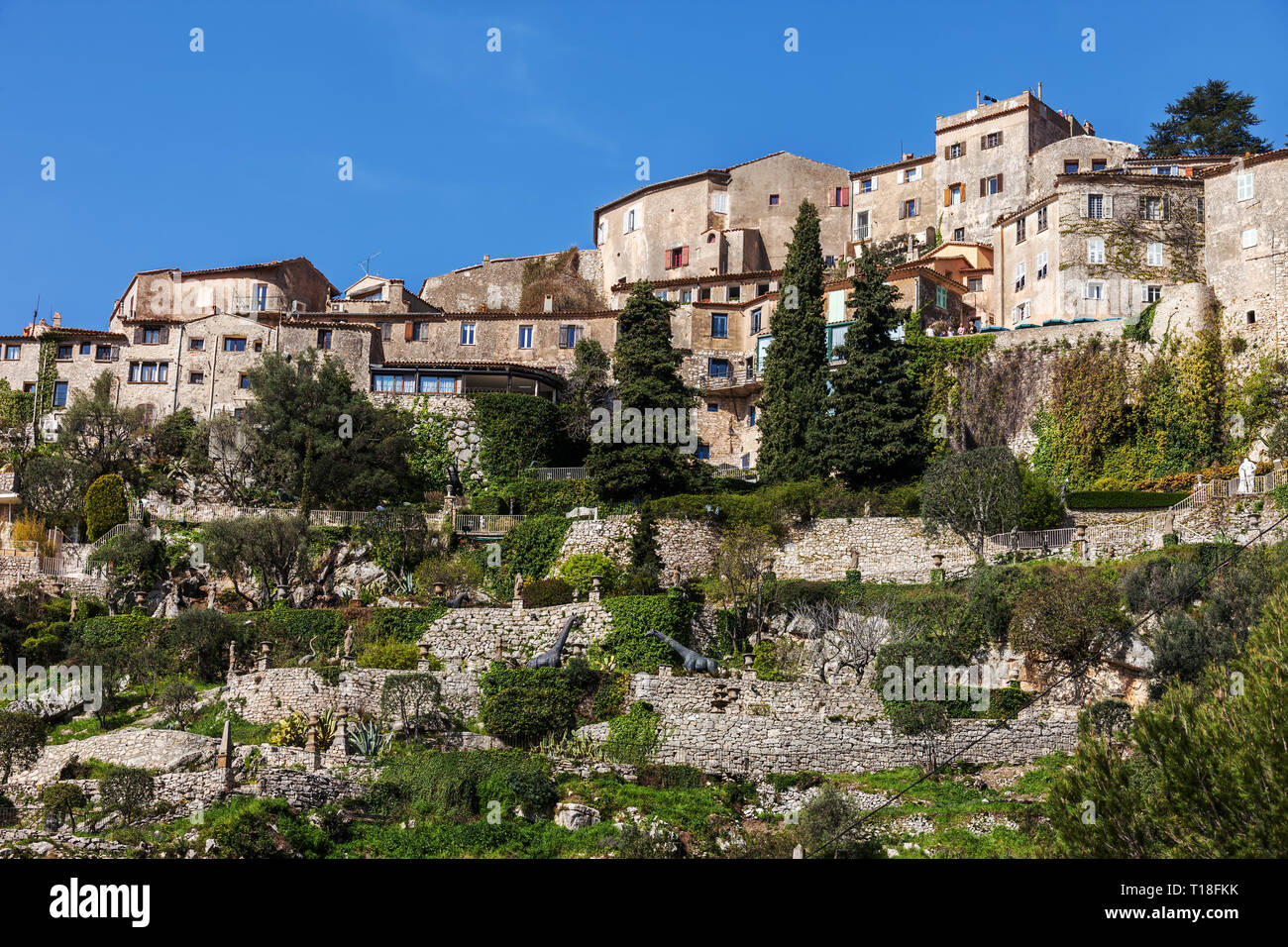 Eze Village médiéval en montagne dans le sud de la France, Europe Banque D'Images