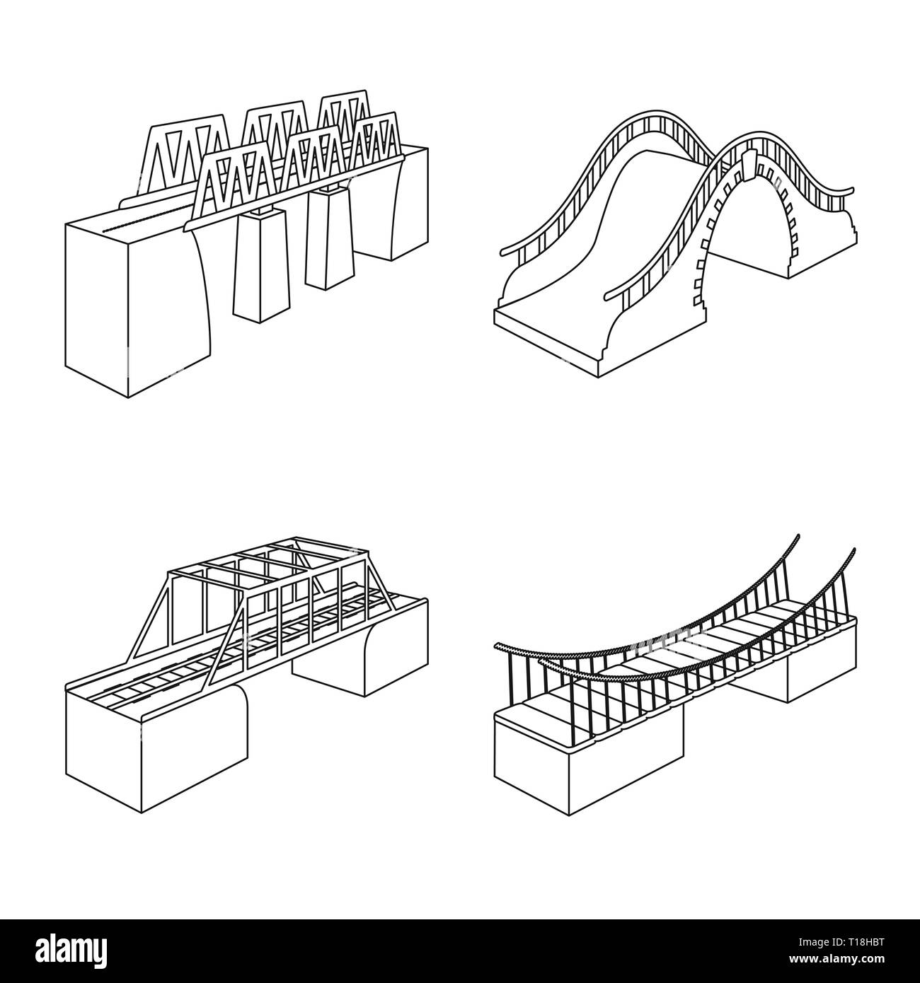 Bridge,modernes,mer,piétonne,Canada,béton,rivière,autoroute,metal,mains courantes,cascade,colonne,vieux,long,prop,route,port,rail,jaune,des,train,cable,de,assemblé,fer,suspension,banque,colonnes,vue,connexion,structure,traversant,vue,design,construire,ponts,côté,architecture,set,icône,,illustration,collection,isolé,graphique,l'élément de contour,signer,ligne,vecteurs vecteur , Illustration de Vecteur