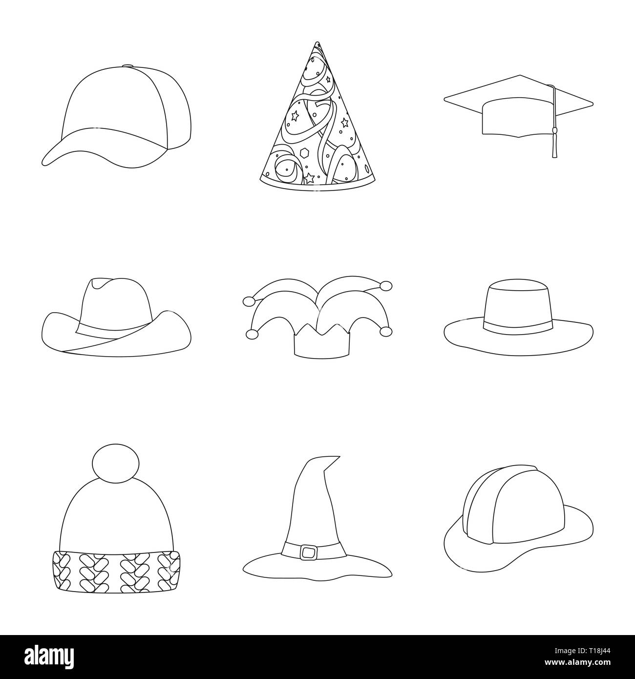 Vector design de coiffures et napper signe. Collection de coiffures et casque symbole boursier pour le web. Illustration de Vecteur