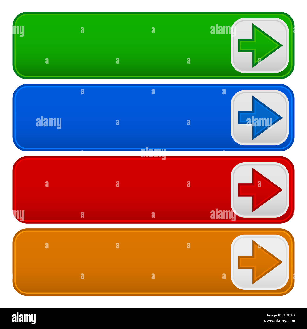 Couleur 4 bannières, boutons avec des flèches Banque D'Images