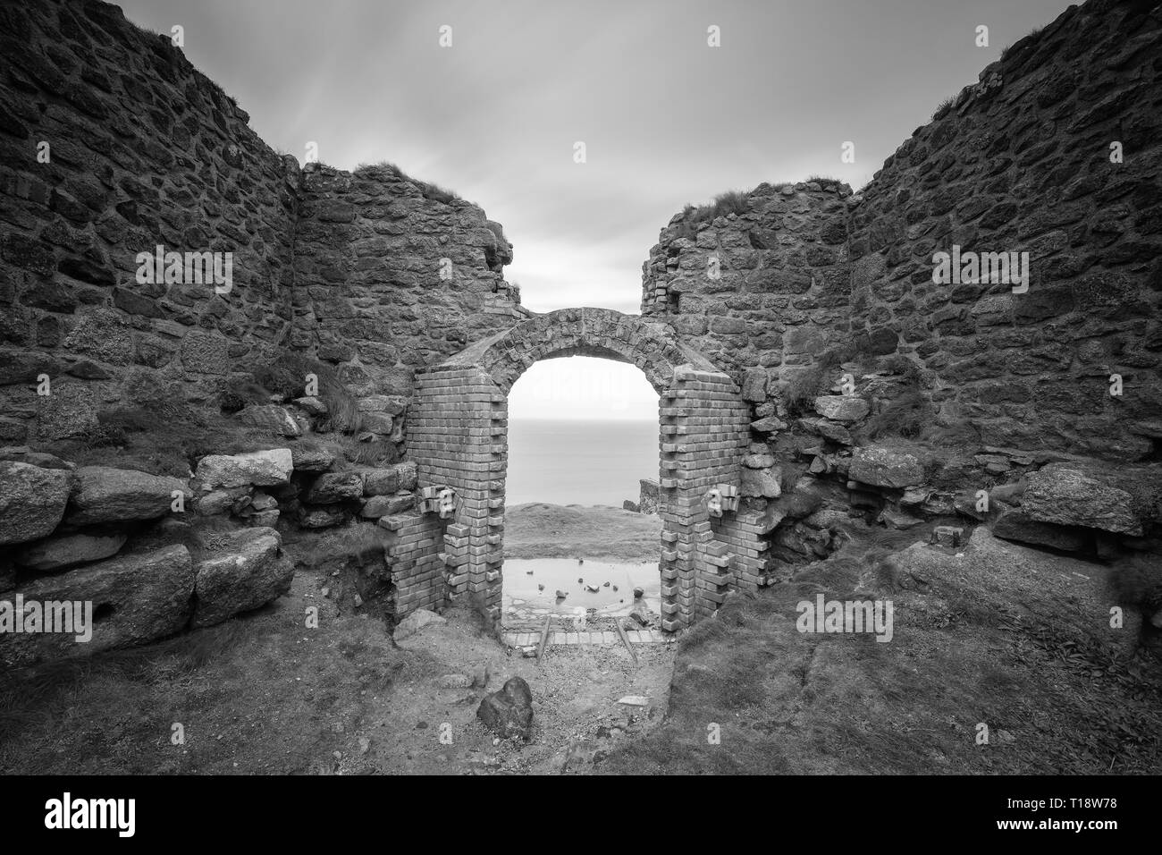 Botallack est un village dans la région de West Cornwall, United Kingdom. Le village se trouve dans une ancienne zone d'exploitation minière de l'étain situé entre la ville de St Just in Penwith un Banque D'Images