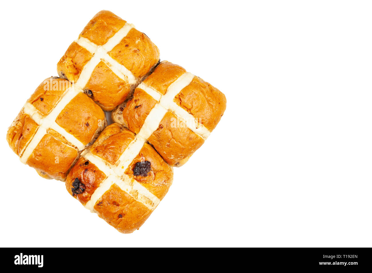 Quatre des les brioches isolé sur un fond blanc, pur Banque D'Images