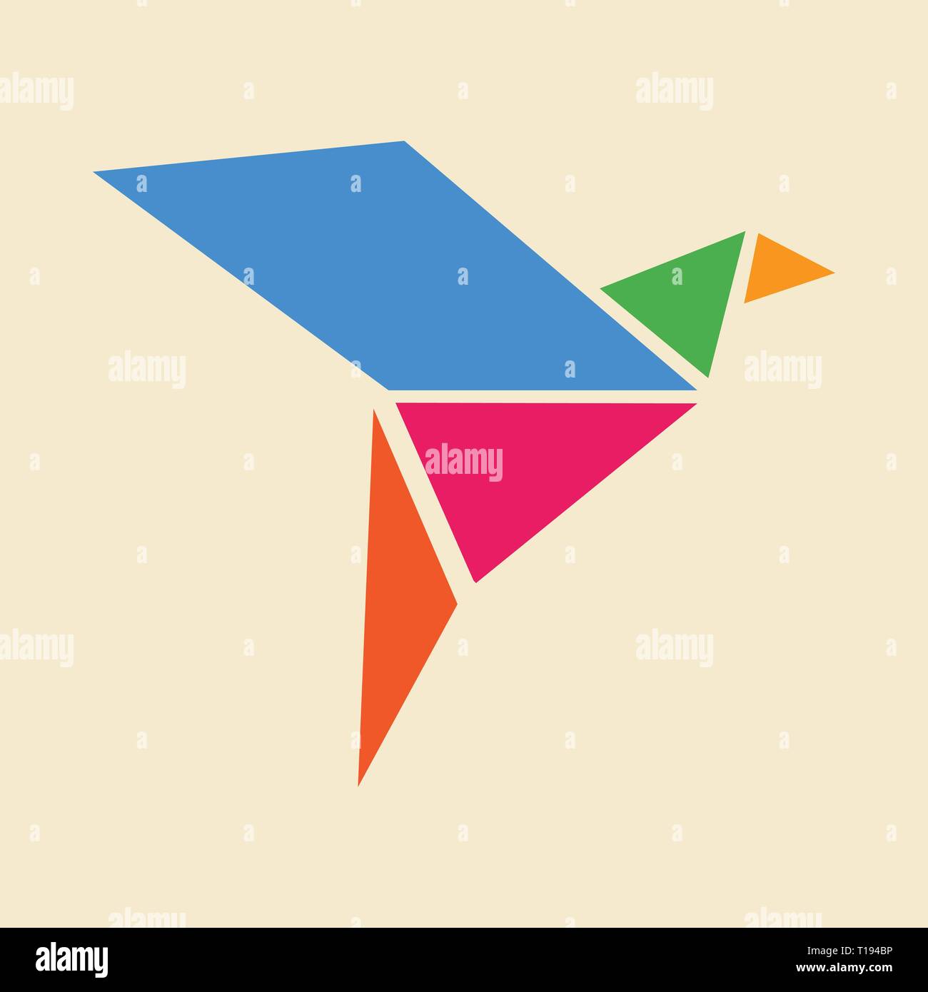 Logo couleur oiseau origami Illustration de Vecteur
