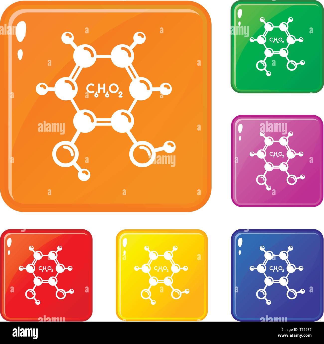 Molécule catéchol icons set vector color Illustration de Vecteur