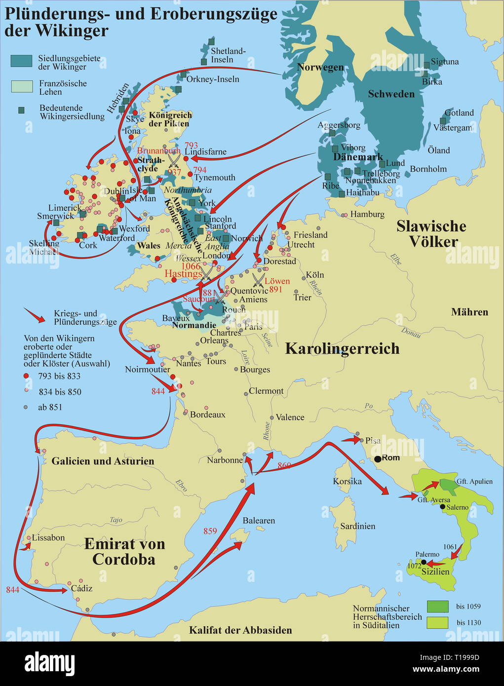 La cartographie, cartes historiques, Moyen-Âge, et la conquête de l'expéditions Viking, 793 - 1072, Additional-Rights Clearance-Info-Not-Available- Banque D'Images