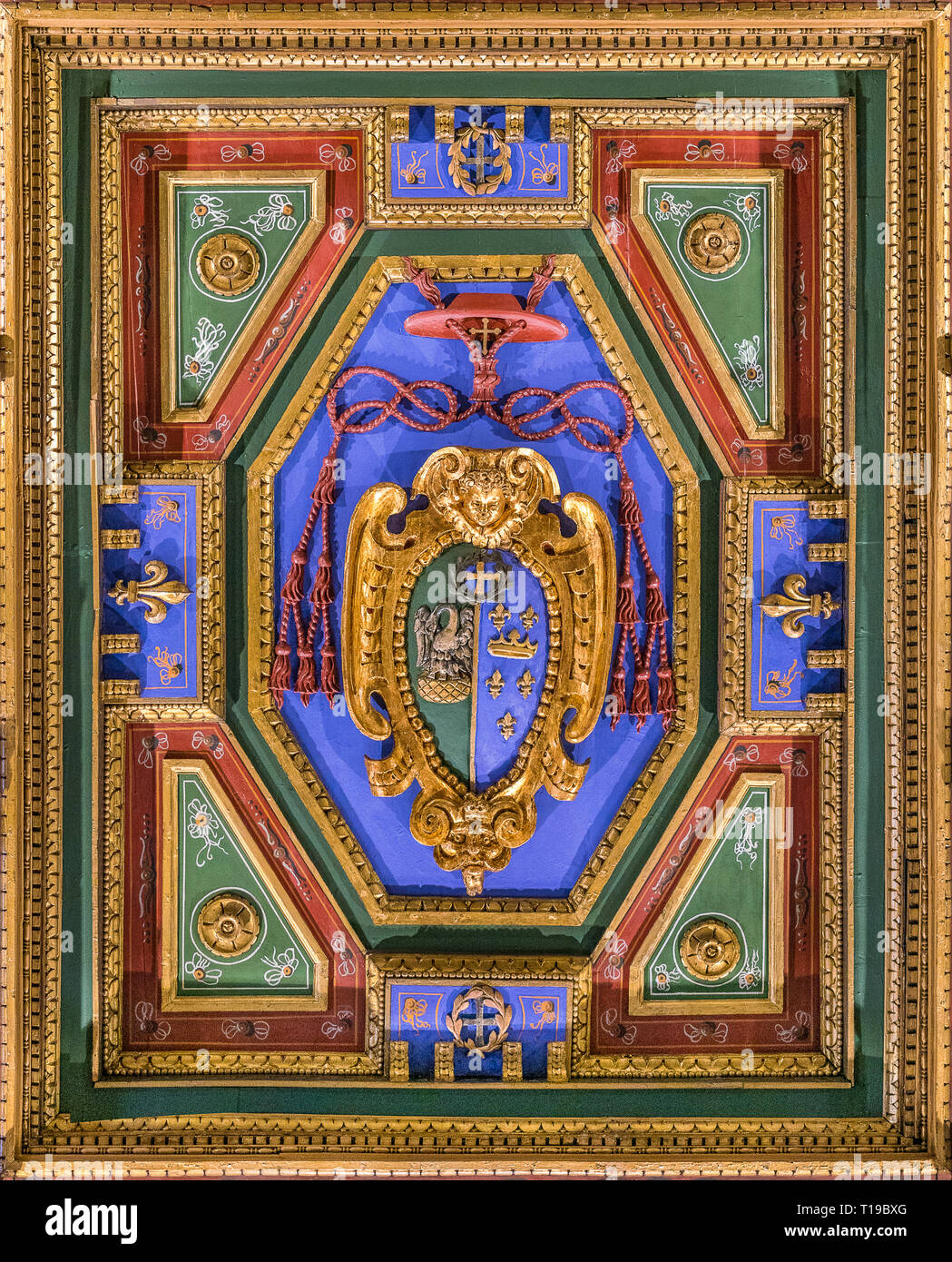 Le cardinal Giulio Antonio Santori armoiries dans l'église de San Girolamo della Carità à Rome, Italie. Banque D'Images