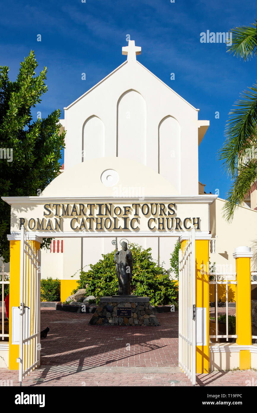 St Martin de Tours, l'Église catholique romaine, Boardwalk Philipsburg, St Maarten, Saint Martin, Petites Antilles, Caraïbes Banque D'Images