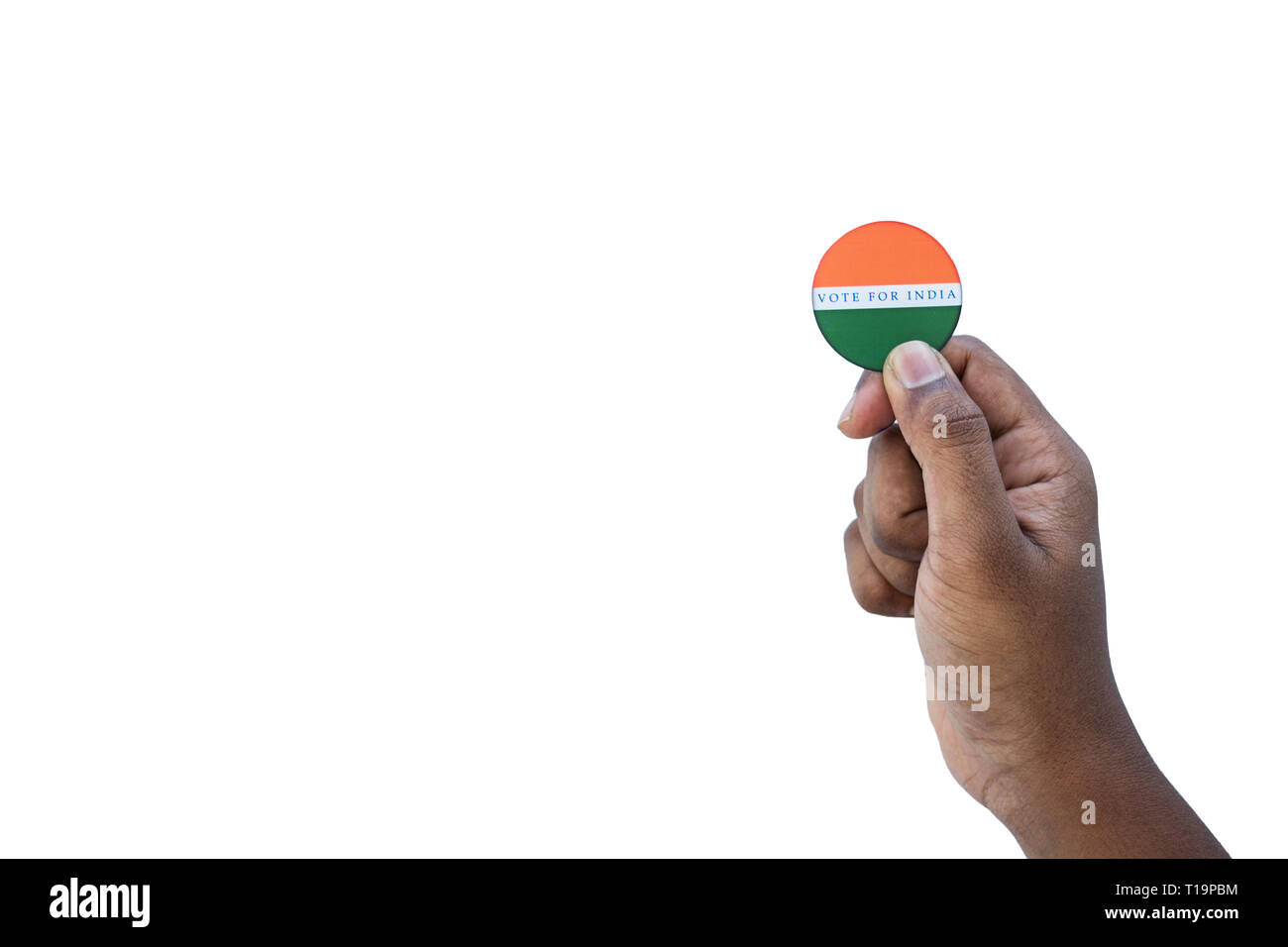 Concept d'élection indienne,Holding autocollant de voter pour mieux indien sur fond isolé Banque D'Images