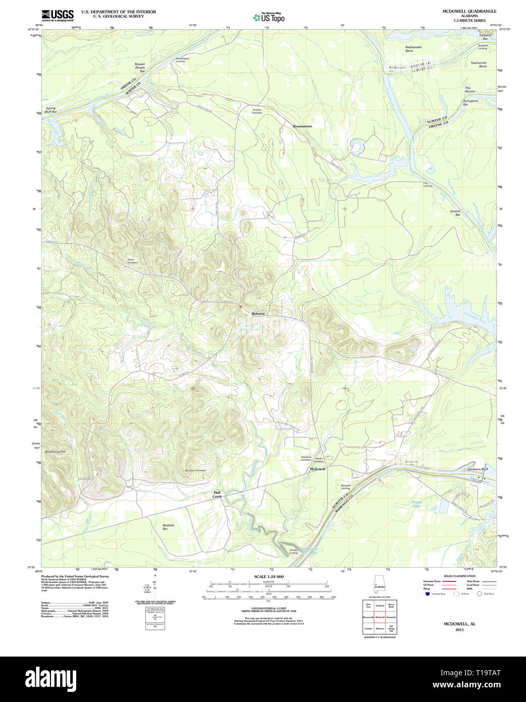 Carte TOPO USGS Alabama AL McDowell 20111206 TM Banque D'Images