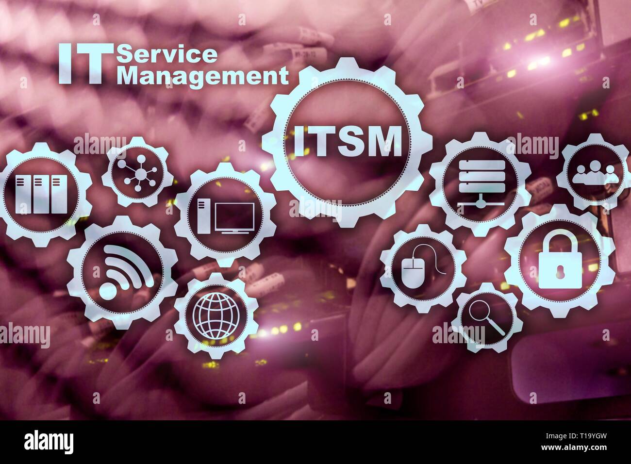 ITSM. La gestion des services informatiques. Concept pour la gestion des services de technologie de l'information sur l'arrière-plan. supercalculateur Banque D'Images