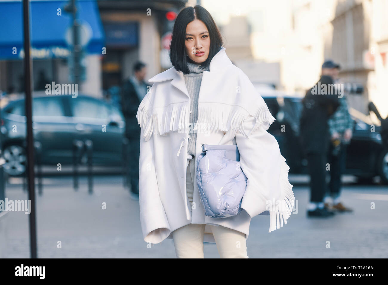 Paris, France - 27 Février 2019 : Tiffany Acheteur Hsu avant un défilé de mode pendant la Fashion Week de Paris - PFWFW19 Banque D'Images