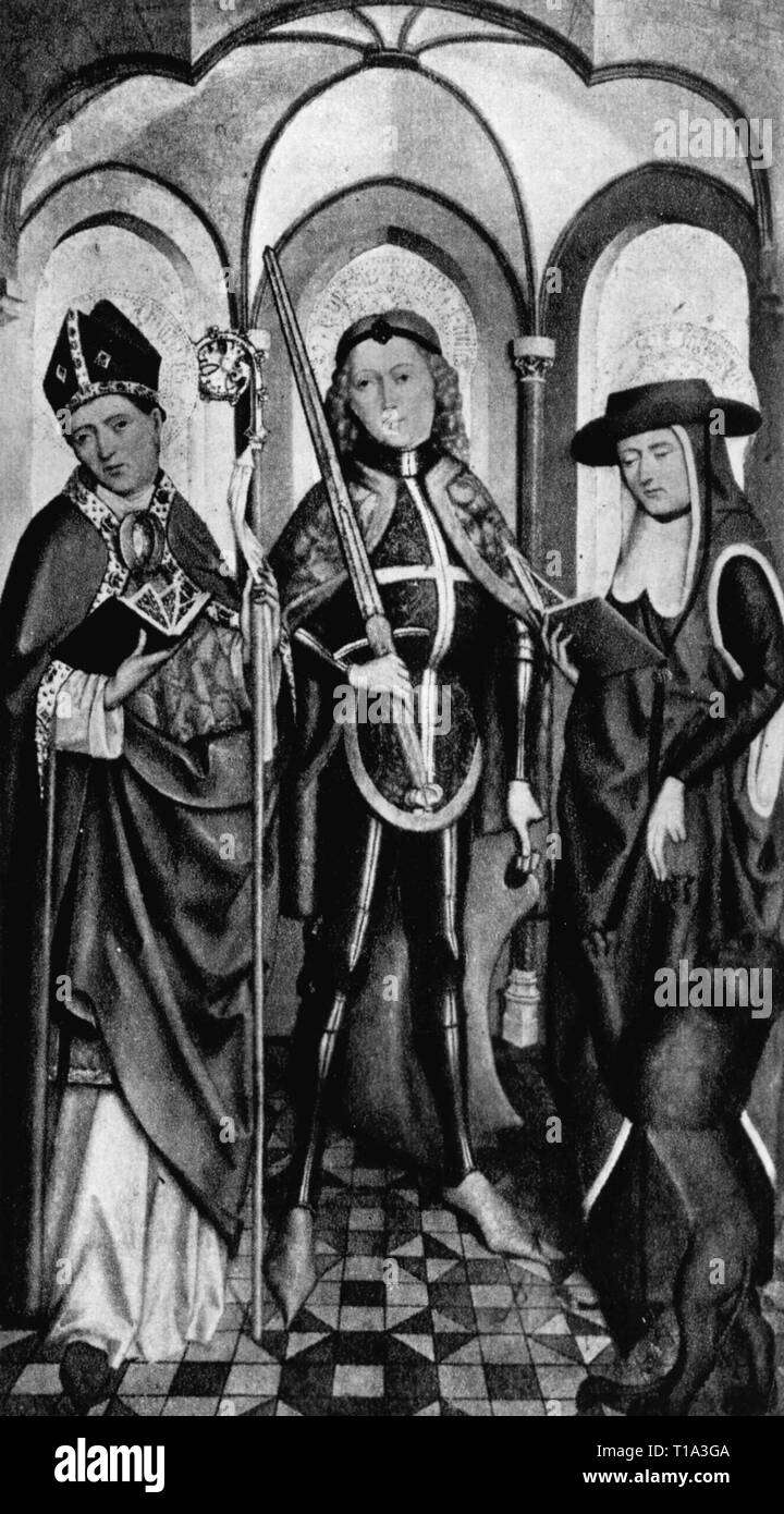 La religion, le christianisme, saint, Ambrose, Exuperius et Jerome, peinture, par le maître de Liesborn, vers 1465 - 1490, National Gallery, Londres, l'artiste n'a pas d'auteur pour être effacé Banque D'Images