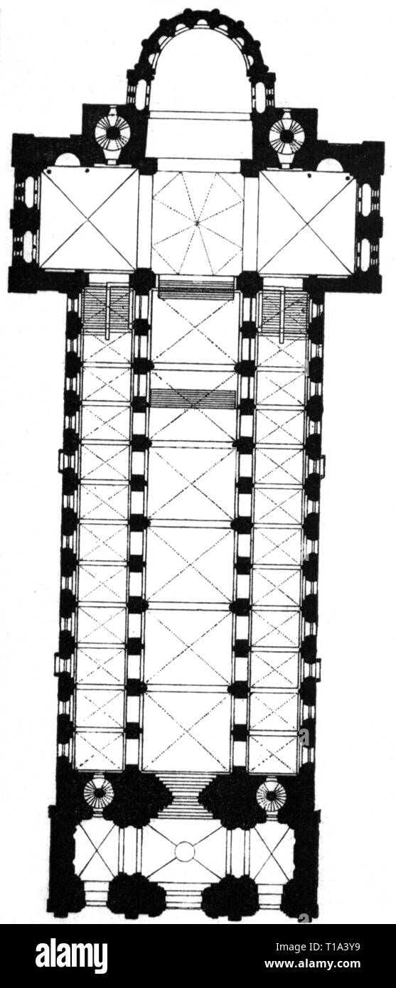 L'architecture, des parcelles de terre, la cathédrale Sainte Marie et Saint Stephen, Speyer, construit vers 1025 - 1106, dessin, 19e siècle, l'artiste n'a pas d'auteur pour être effacé Banque D'Images