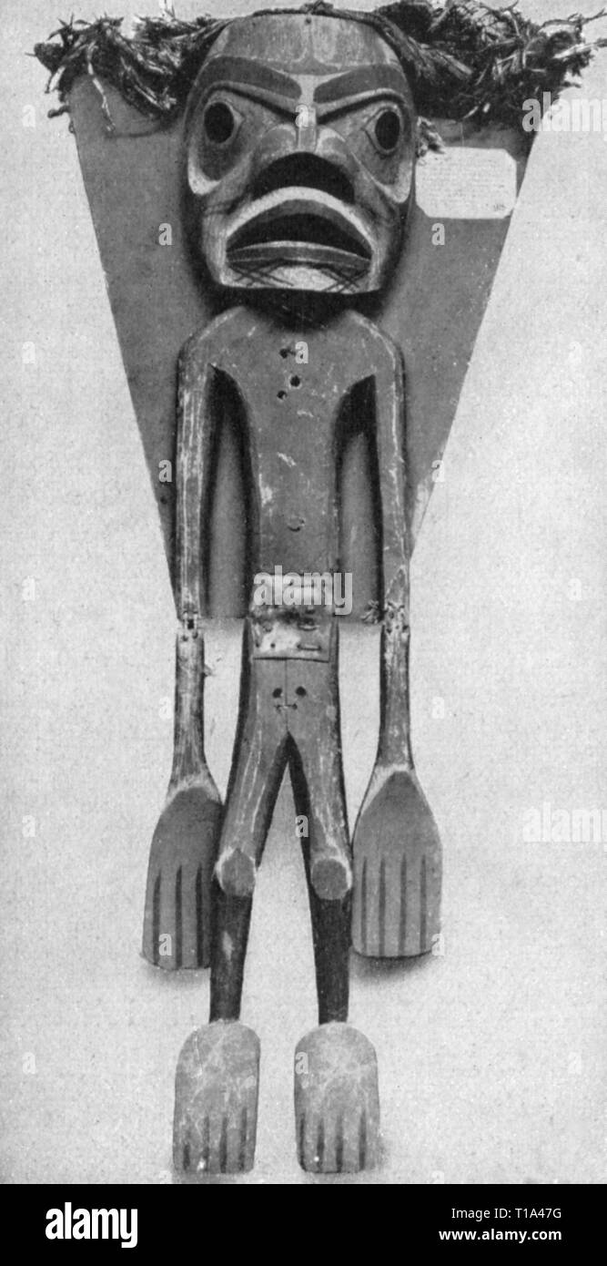 La religion, les religions indiennes, devil, sculpture, bois, peint, Steena River, Colombie-Britannique, Additional-Rights Clearance-Info-Not-Available- Banque D'Images