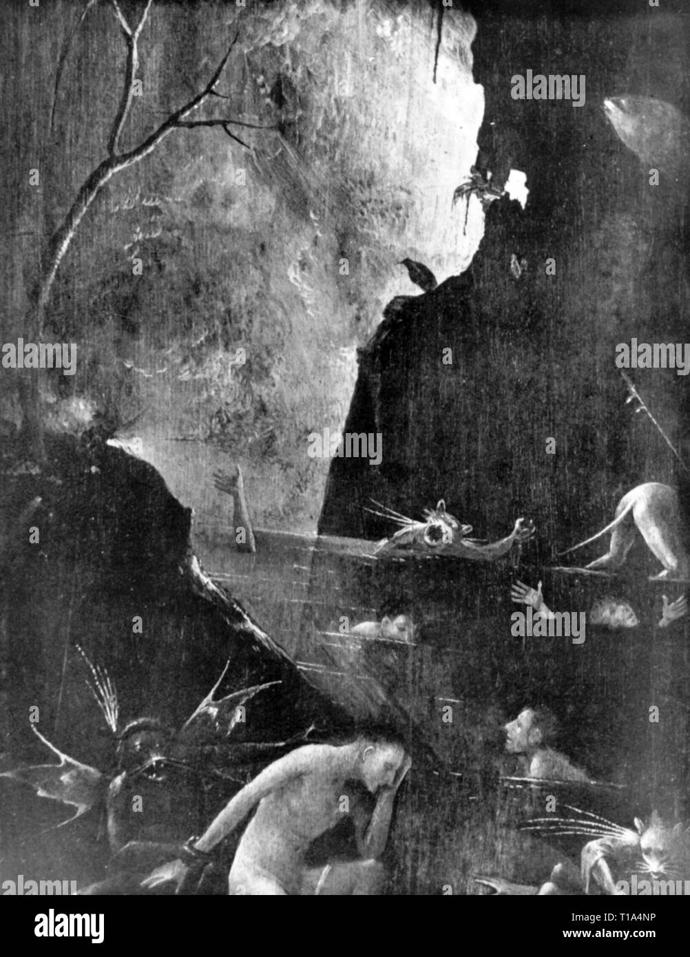 La religion, le christianisme, l'enfer, peinture, de Jérôme Bosch (vers 1450 - 1516), 1505 - 1515, huile sur panneau, détail, du Palais des Doges, Venise, l'artiste n'a pas d'auteur pour être effacé Banque D'Images