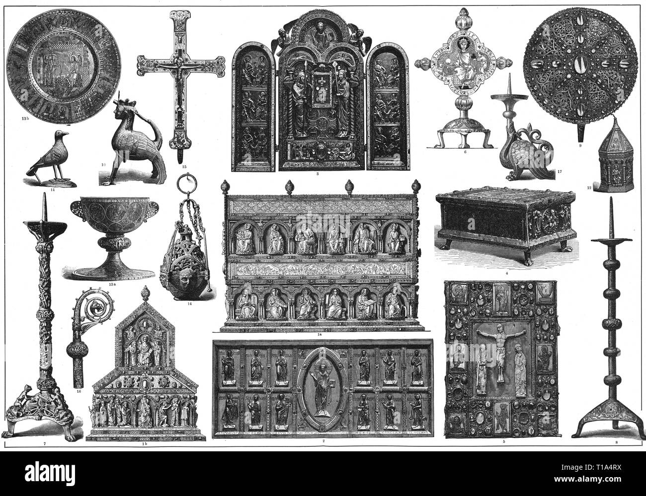La religion, le christianisme, la liturgie, les appareils liturgic du Moyen-Âge, gravure sur bois, 19e siècle, l'artiste n'a pas d'auteur pour être effacé Banque D'Images