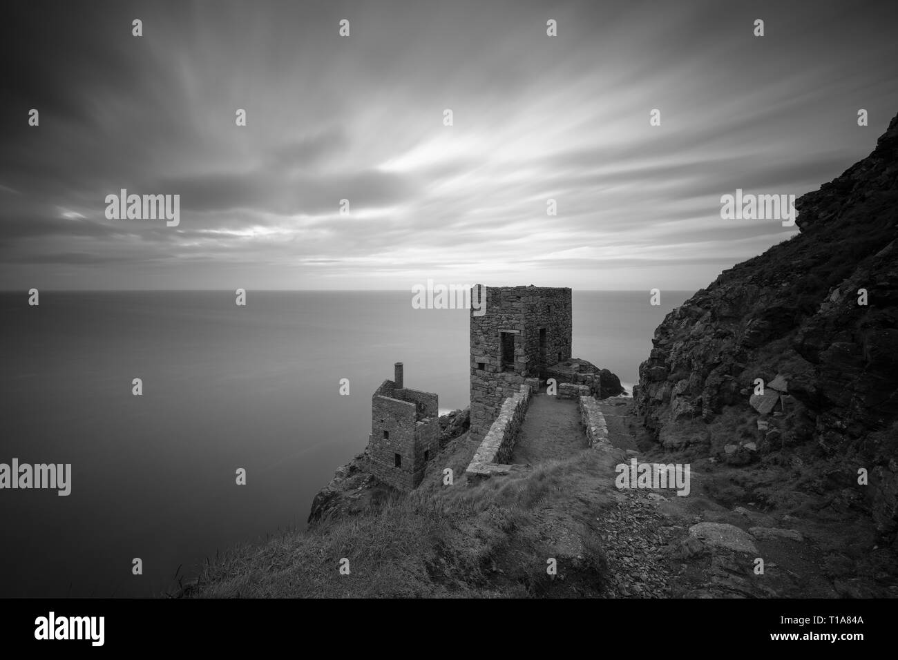 Botallack est un village dans la région de West Cornwall, United Kingdom. Le village se trouve dans une ancienne zone d'exploitation minière de l'étain situé entre la ville de St Just in Penwith un Banque D'Images