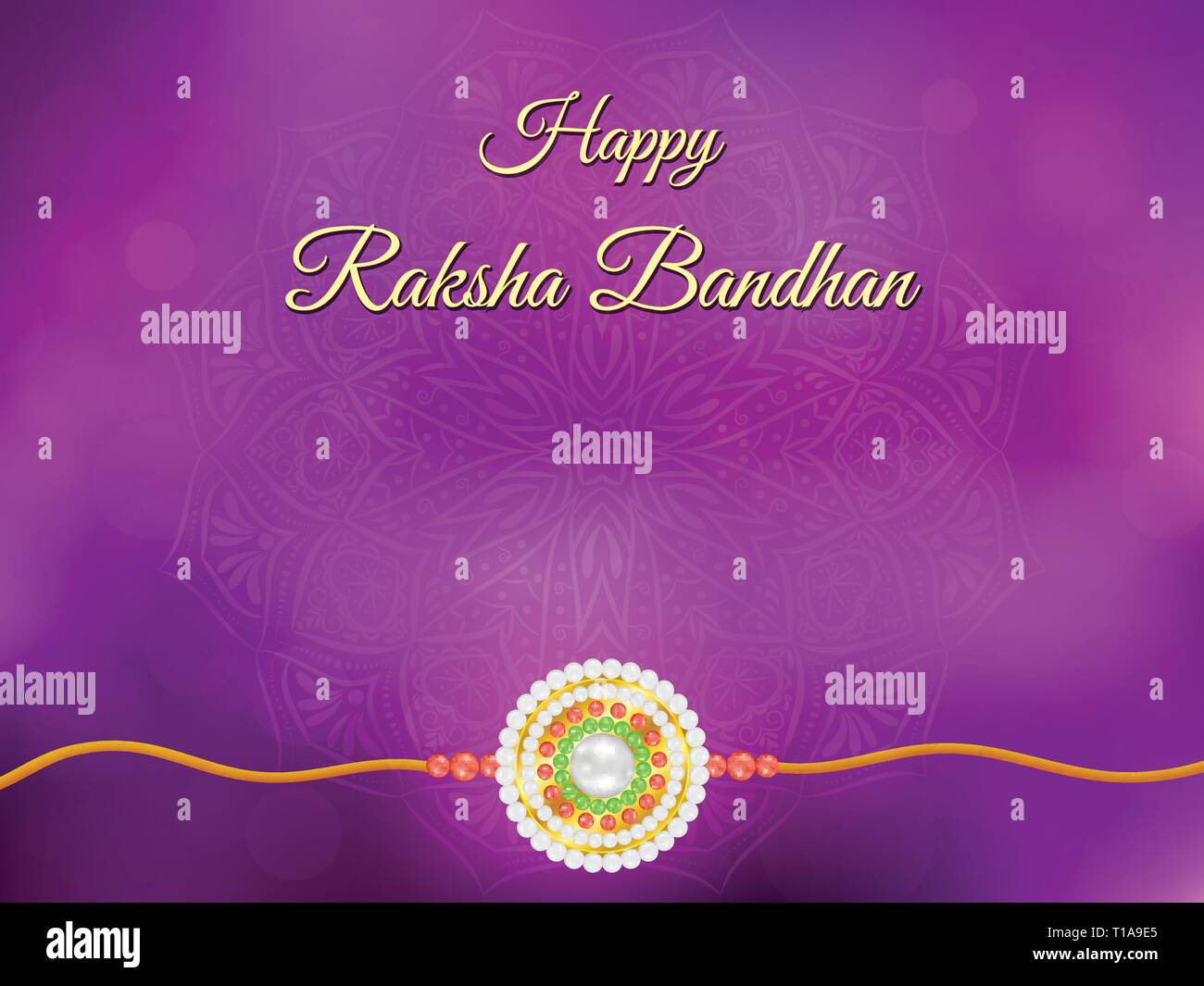 Happy Raksha Bandhan contexte avec mandala et rakhi. Illustration de Vecteur