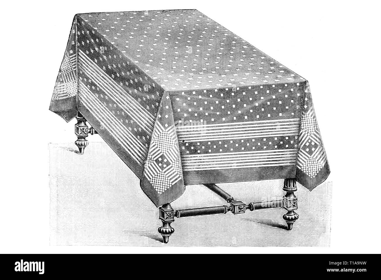 Table avec nappe - Illustration Vintage 1905 Banque D'Images
