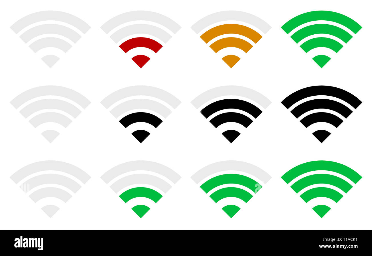 Vector illustration de l'intensité du signal simple indicatosr. Wi-fi, connexion sans fil, l'intensité du signal d'antenne. Banque D'Images
