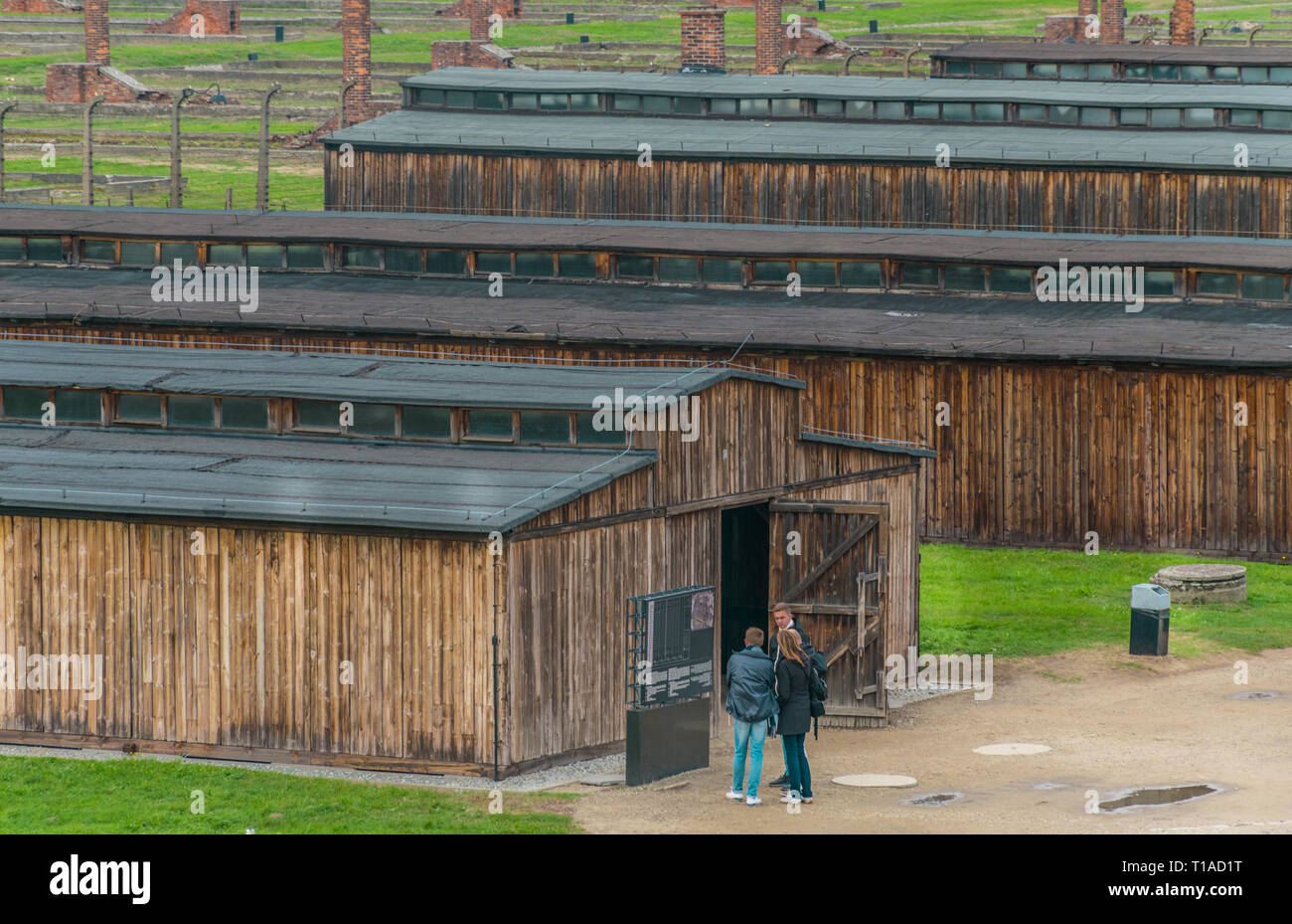 Oswiencim, Pologne - 21 septembre 2019 : le camp de concentration de Birkenau. Caserne de la mort. Camp d'extermination des juifs l'histoire. Banque D'Images