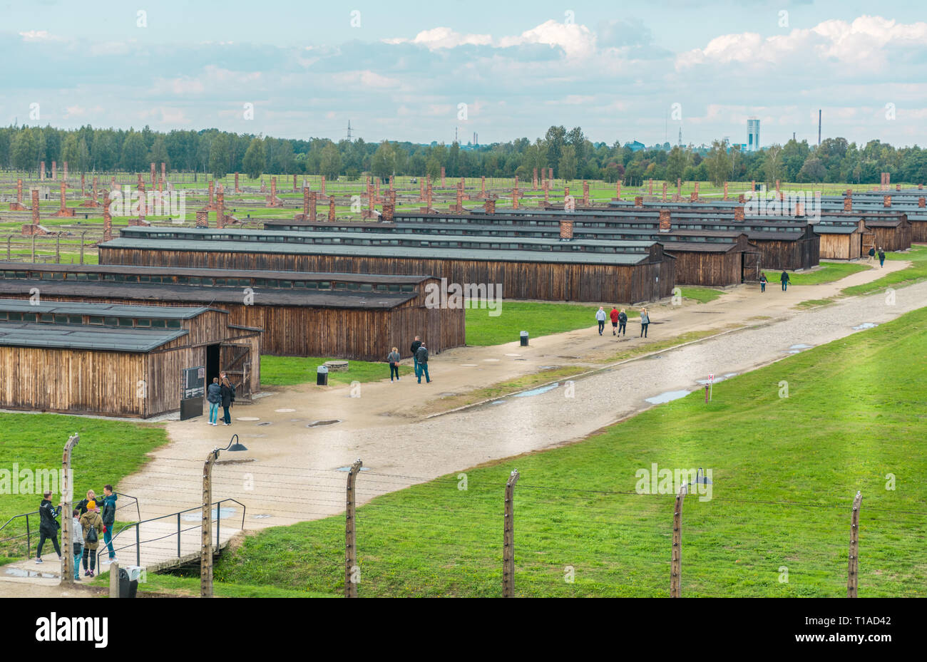 Oswiencim, Pologne - 21 septembre 2019 : le camp de concentration de Birkenau. Caserne de la mort. Camp d'extermination des juifs l'histoire. Banque D'Images